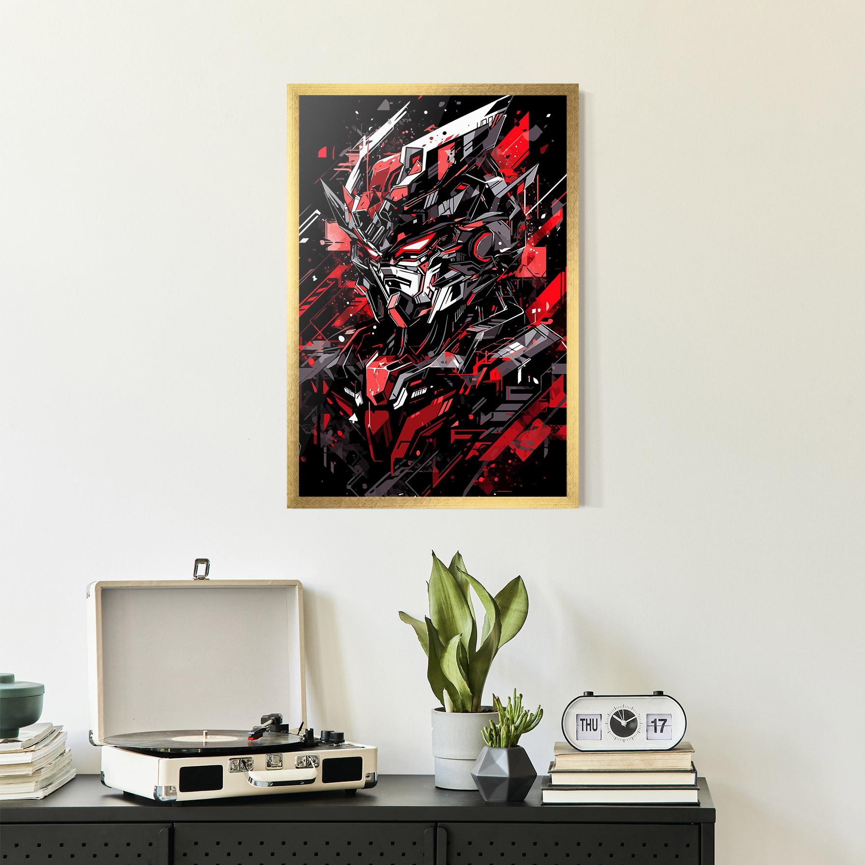 Plakat w Ramie Red Grey Robot mockup 2