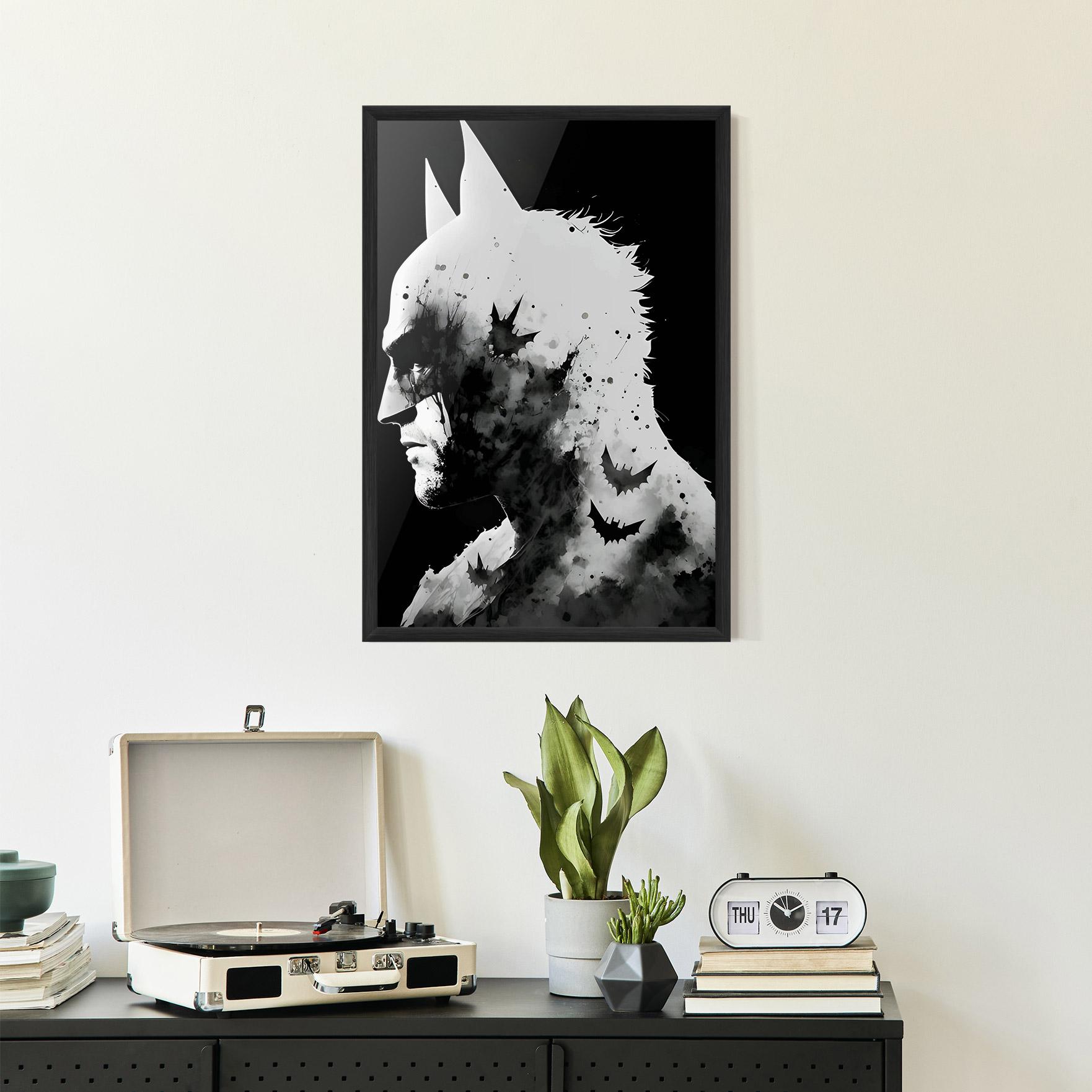 Plakat w Ramie Black White Batman mockup 2
