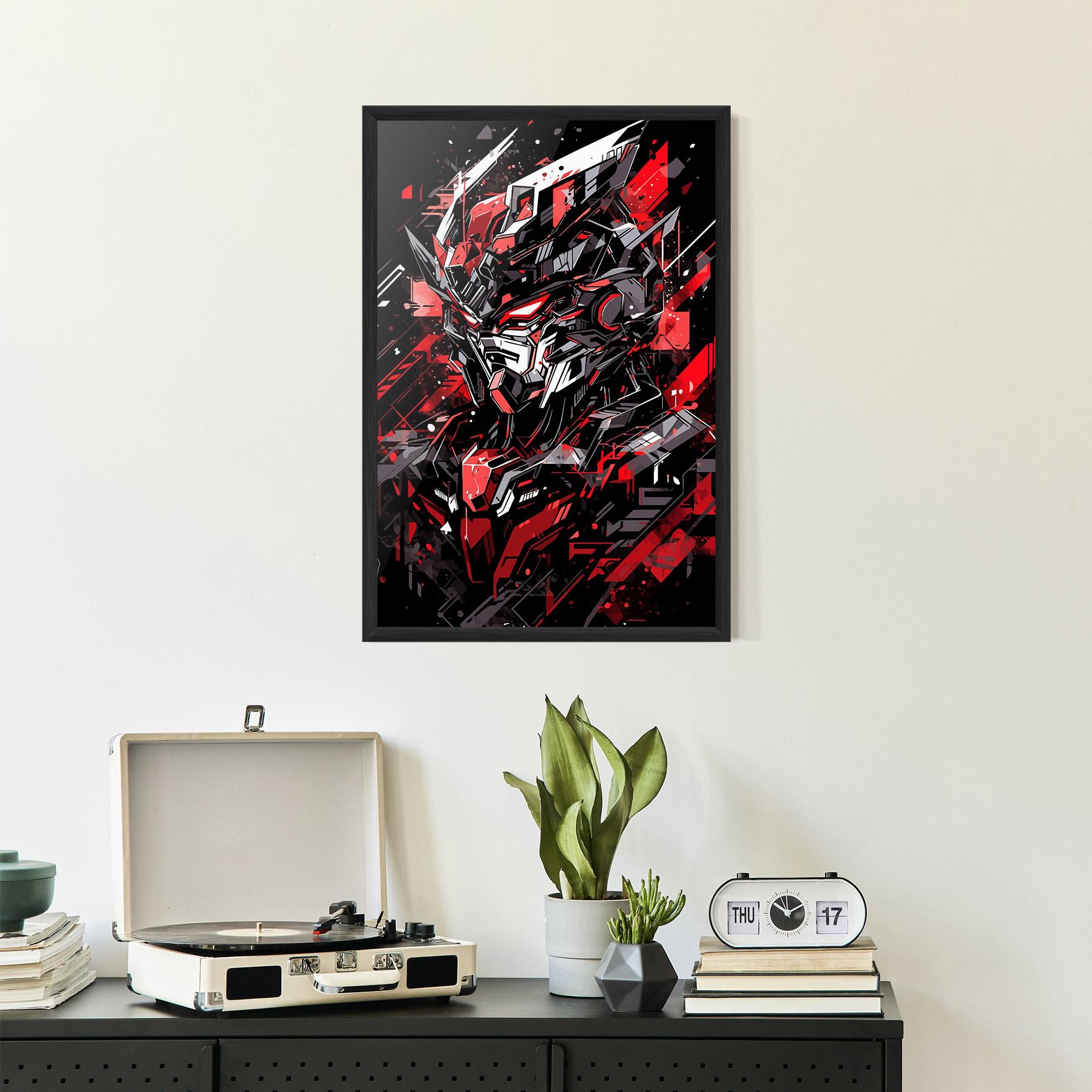 Plakat w Ramie Red Grey Robot mockup 2