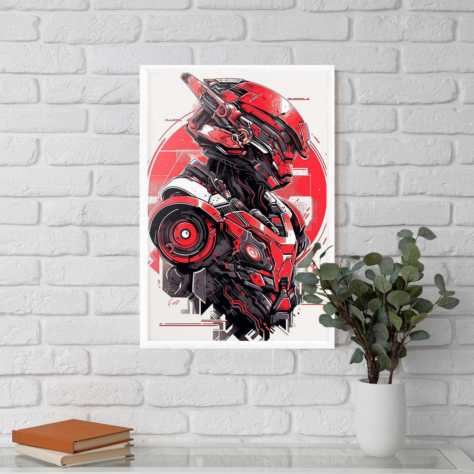 Plakat w Ramie Grey Red Robot mockup 5