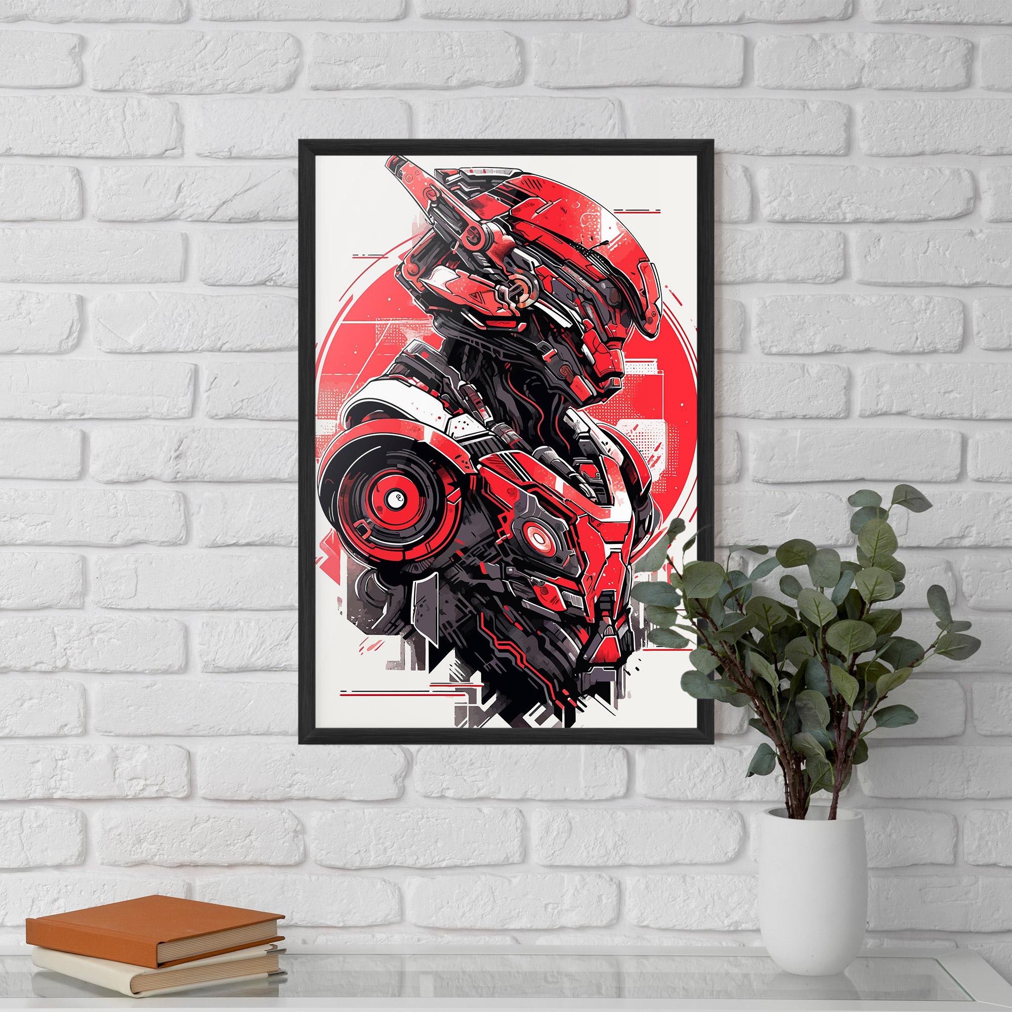 Plakat w Ramie Grey Red Robot mockup 5