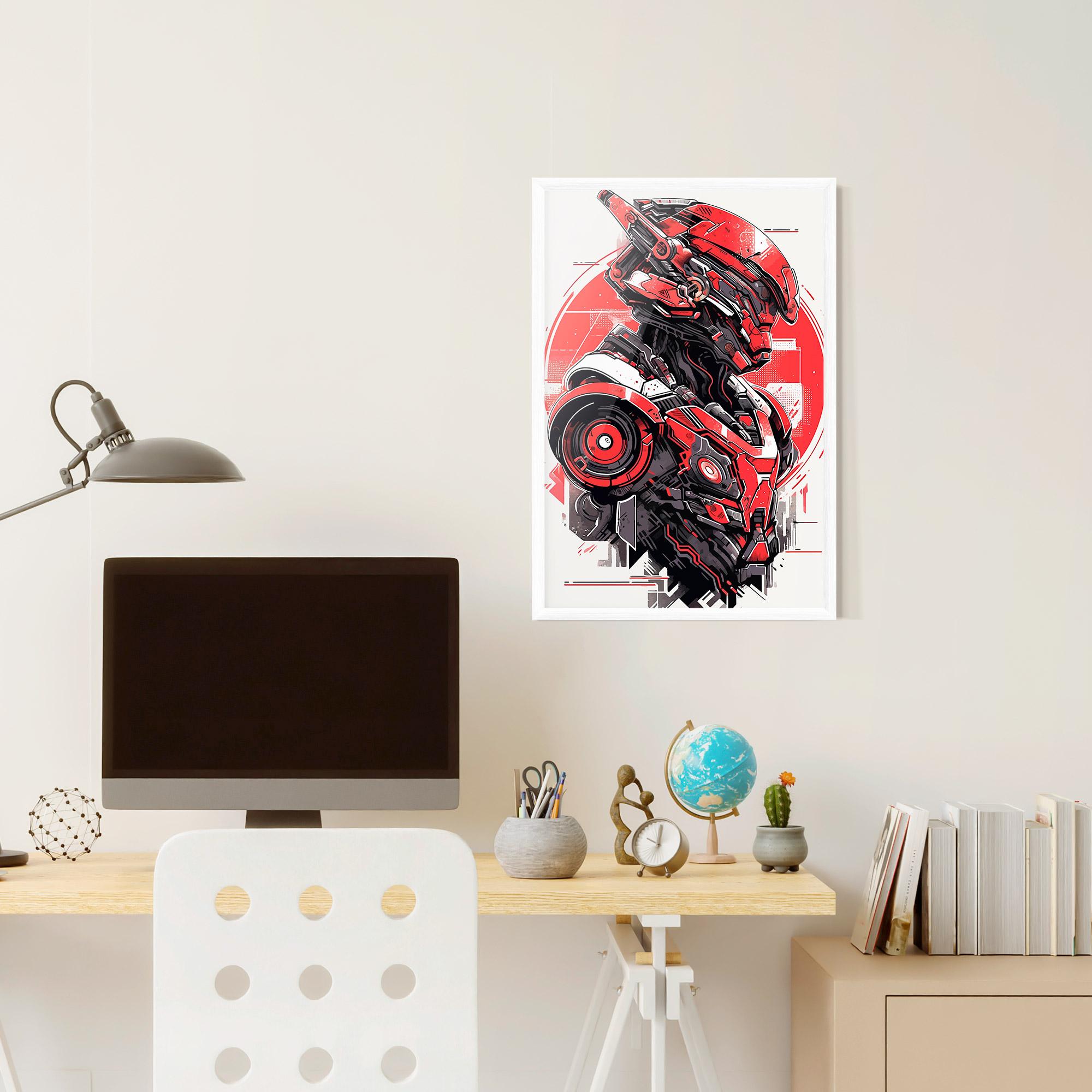 Plakat w Ramie Grey Red Robot mockup 6