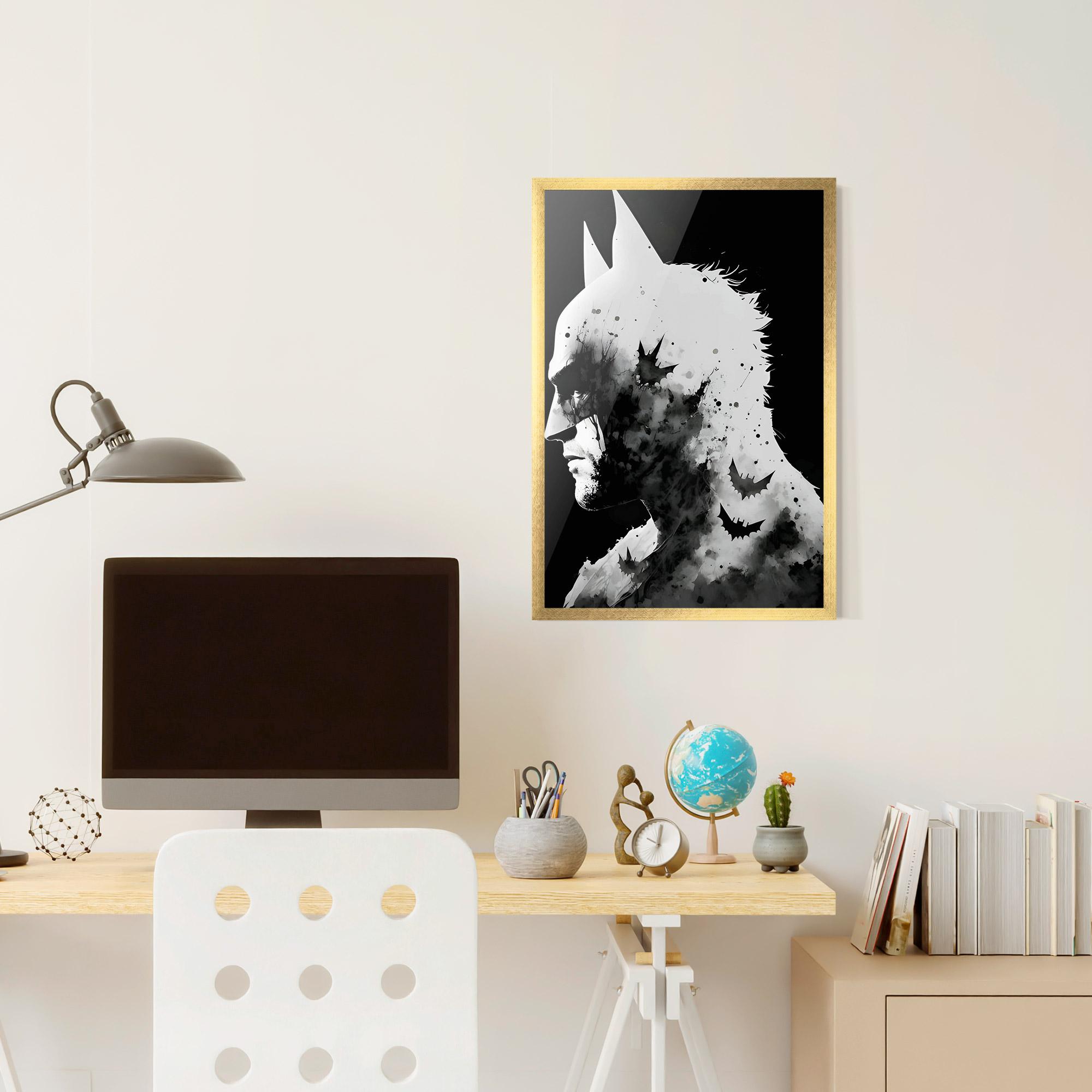 Plakat w Ramie Black White Batman mockup 6