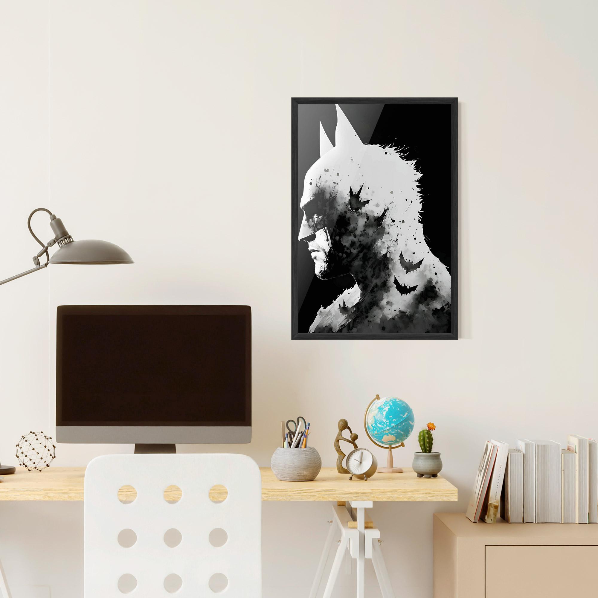Plakat w Ramie Black White Batman mockup 6