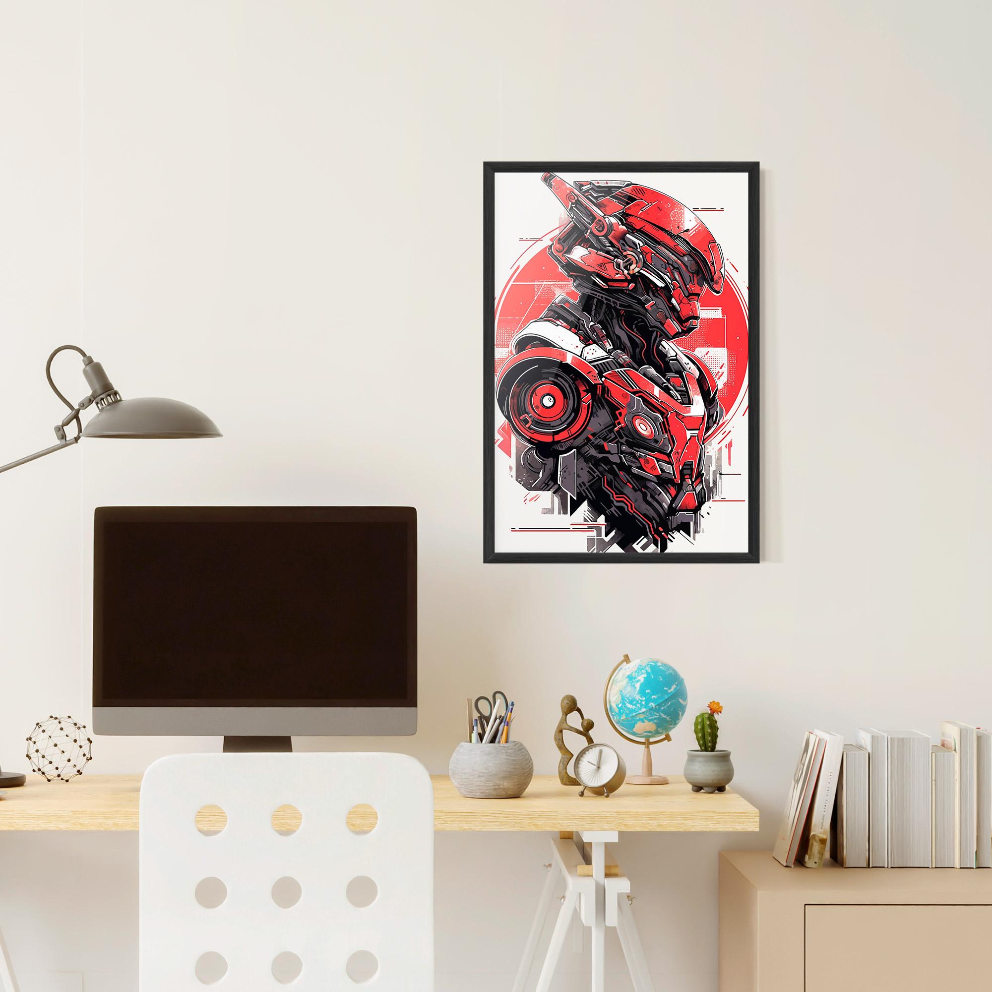 Plakat w Ramie Grey Red Robot mockup 6