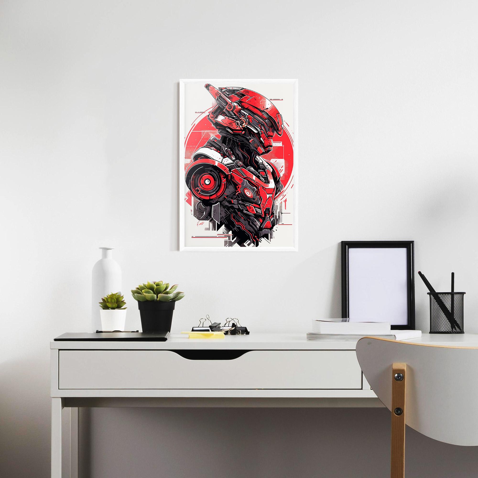 Plakat w Ramie Grey Red Robot mockup 7