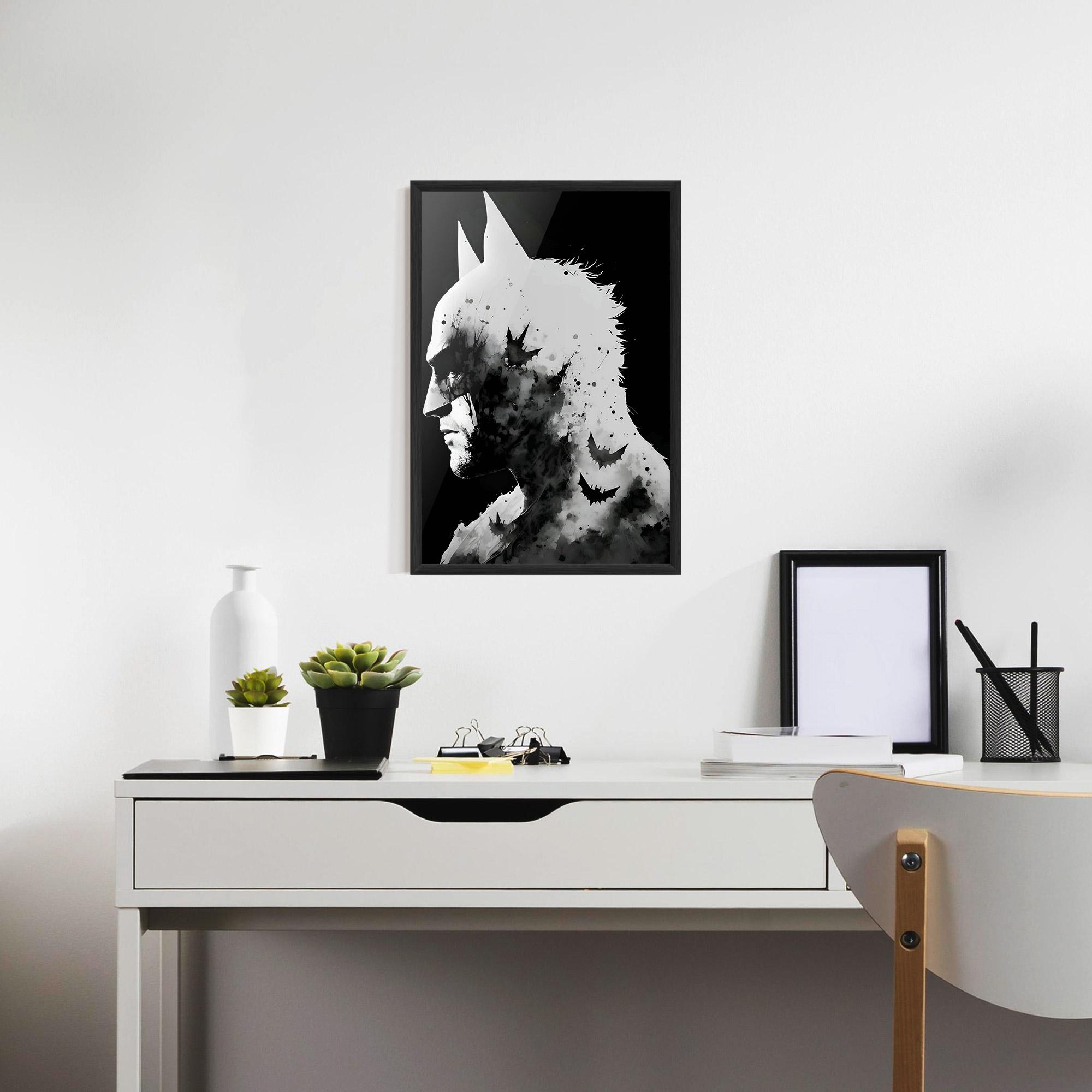 Plakat w Ramie Black White Batman mockup 7