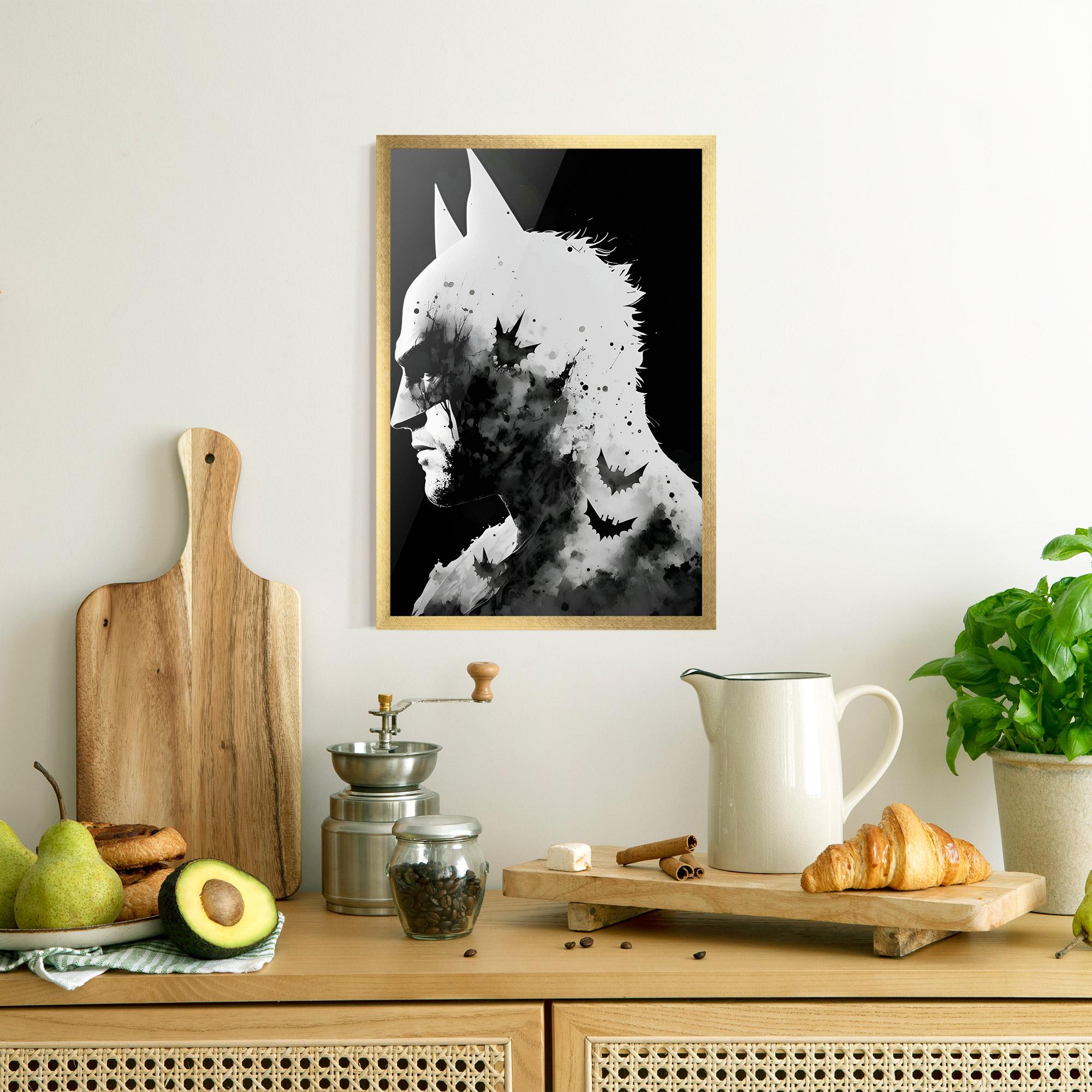 Plakat w Ramie Black White Batman mockup 8