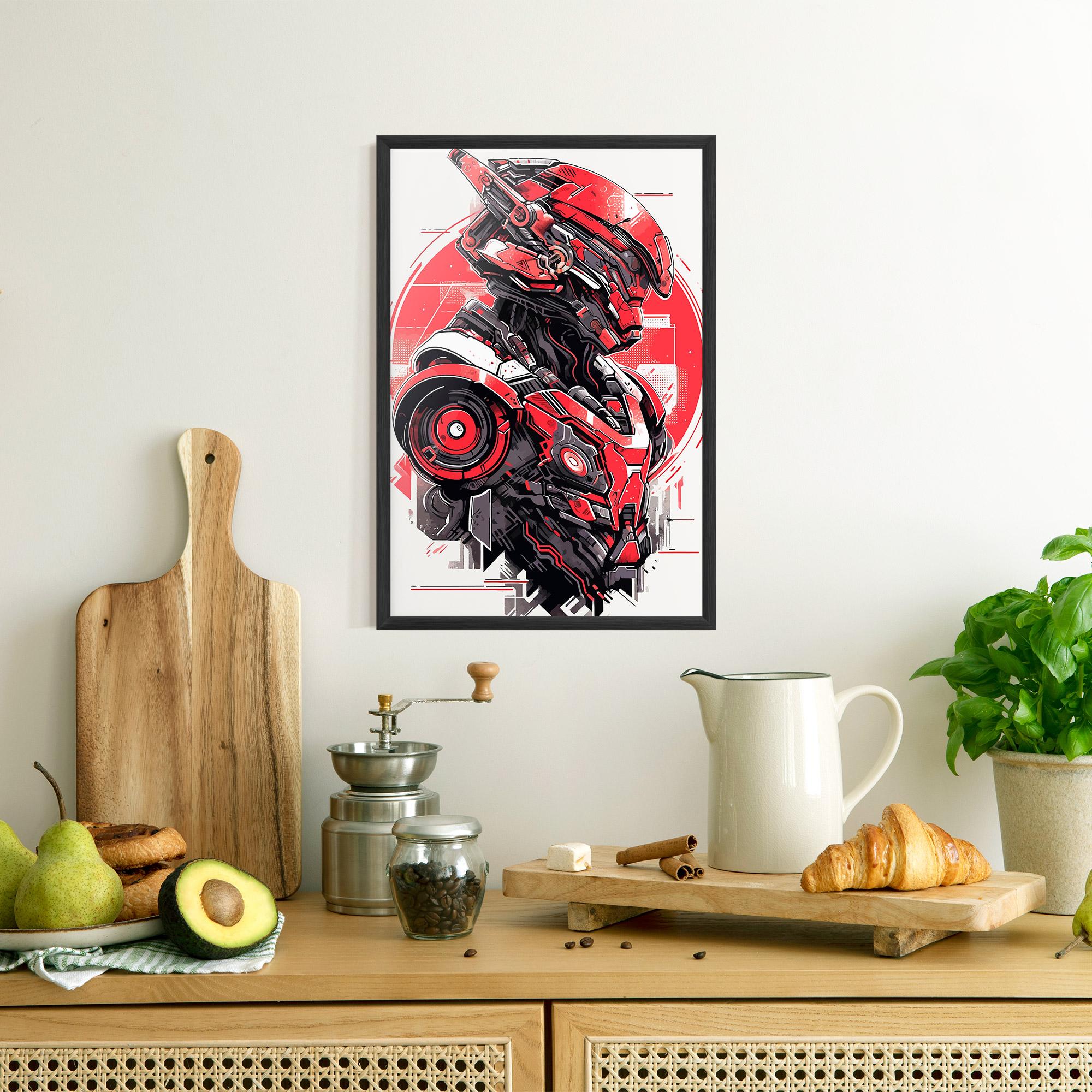 Plakat w Ramie Grey Red Robot mockup 8