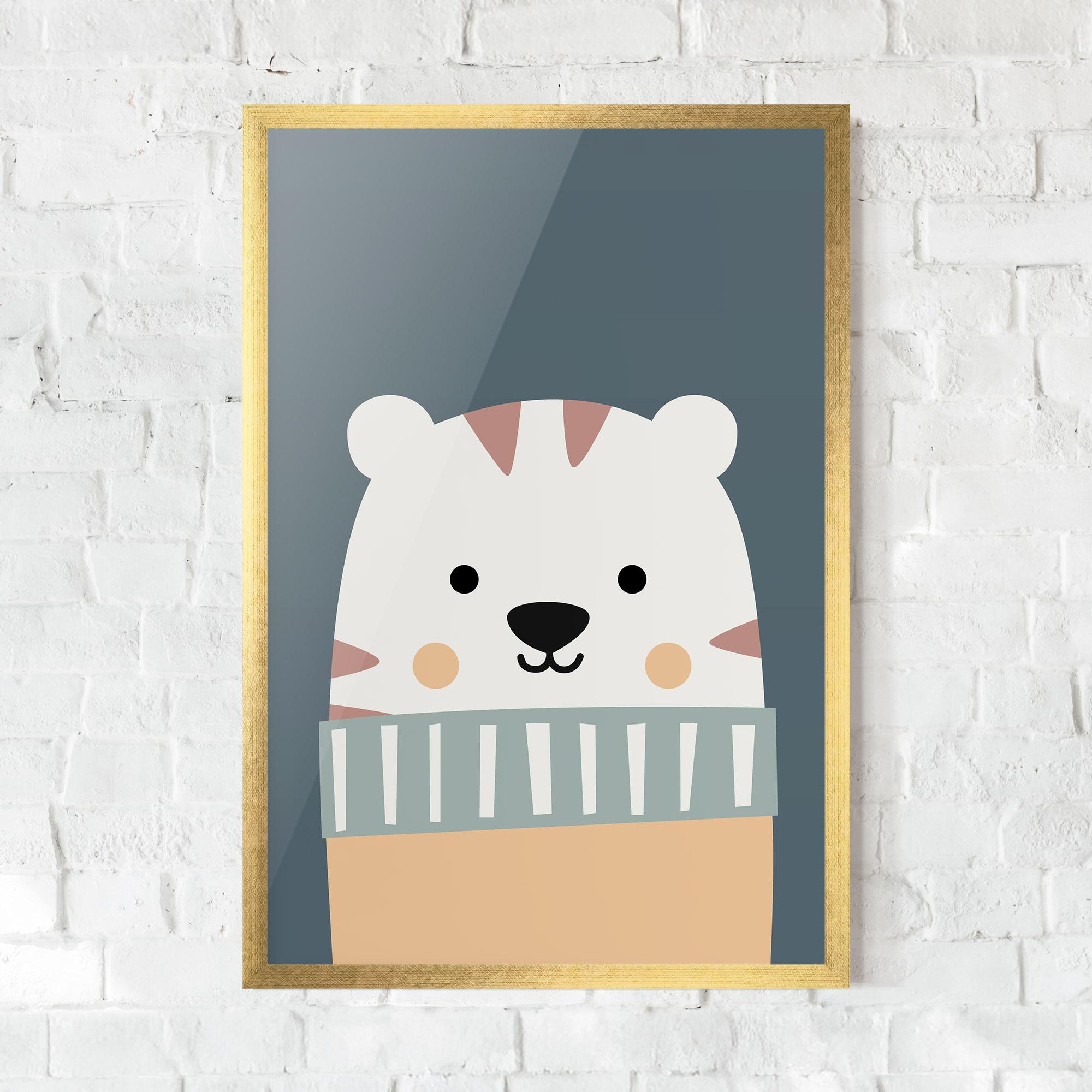 Plakat w Ramie Cute White Tiger mockup 0