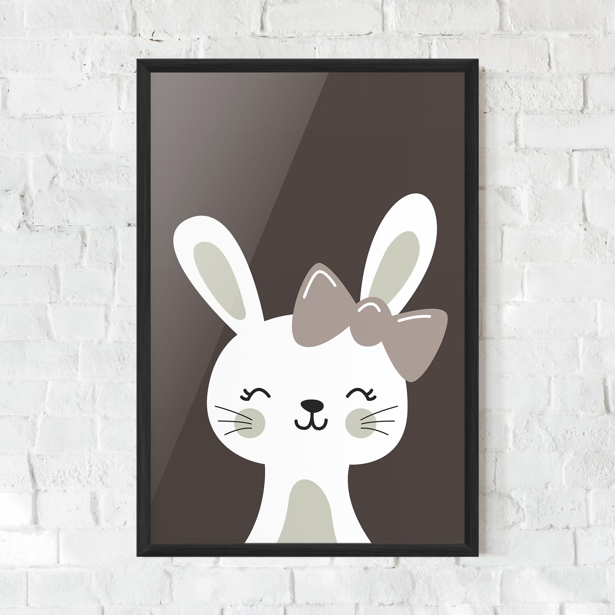 Plakat w Ramie Cream Bow Bunny mockup 0