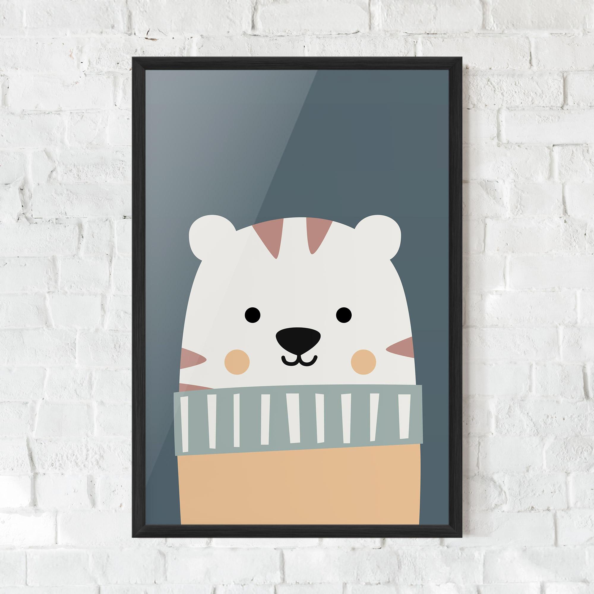 Plakat w Ramie Cute White Tiger mockup 0