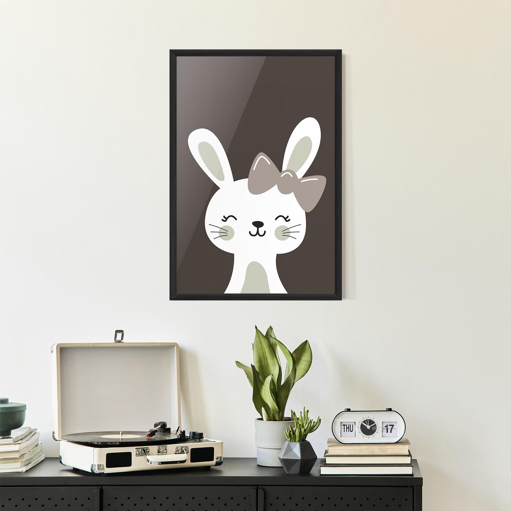 Plakat w Ramie Cream Bow Bunny mockup 2