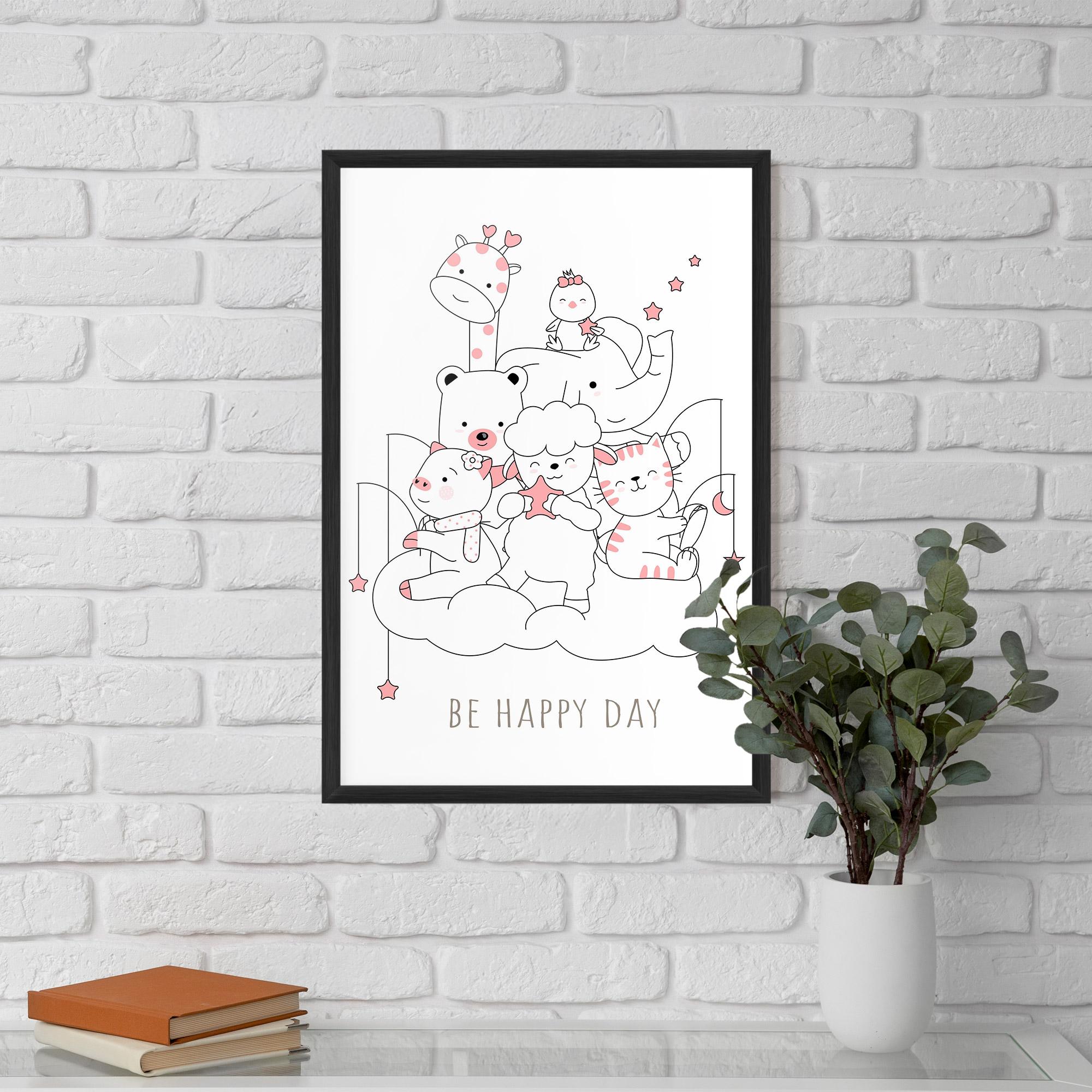 Plakat w Ramie Be Happy Day mockup 5