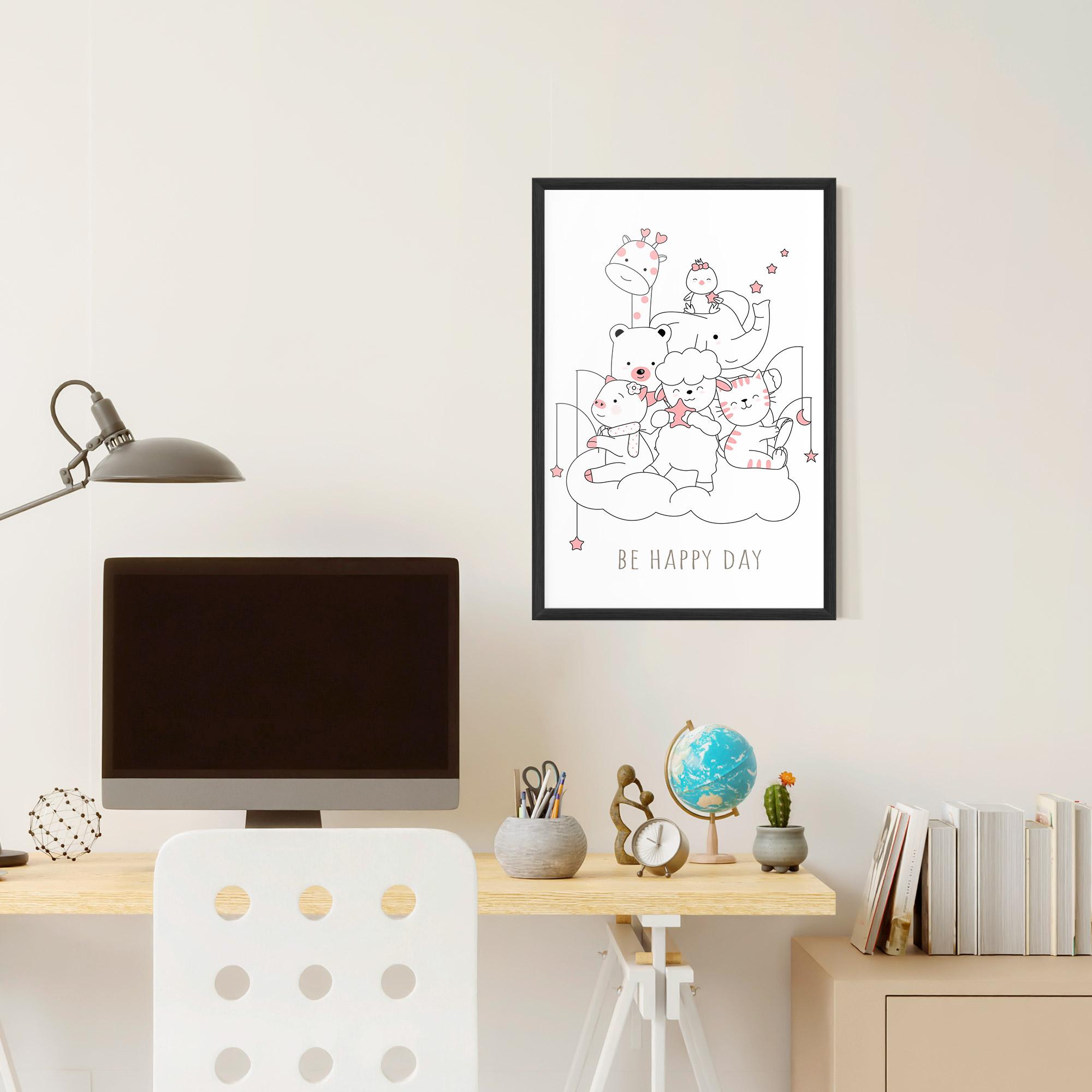 Plakat w Ramie Be Happy Day mockup 6
