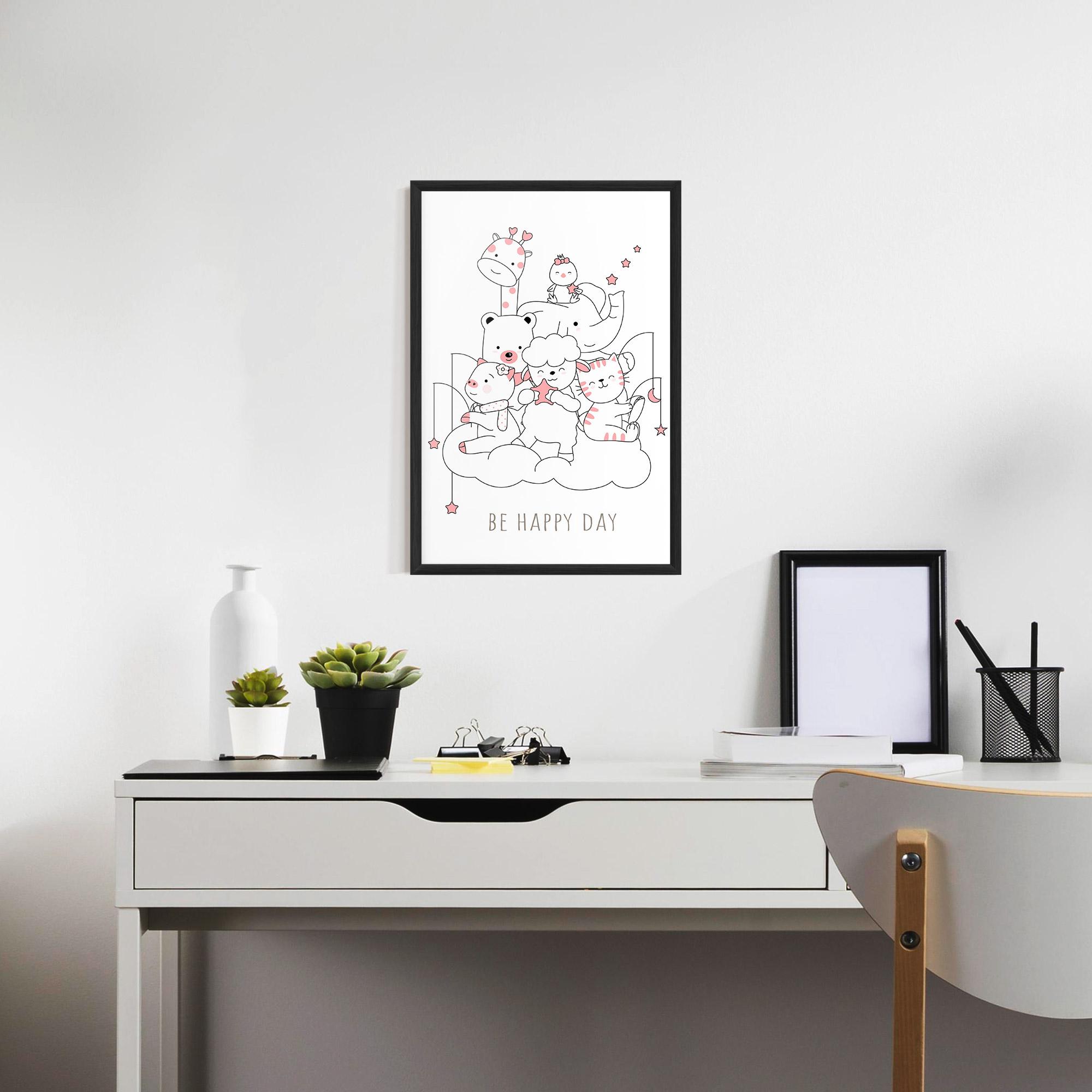 Plakat w Ramie Be Happy Day mockup 7