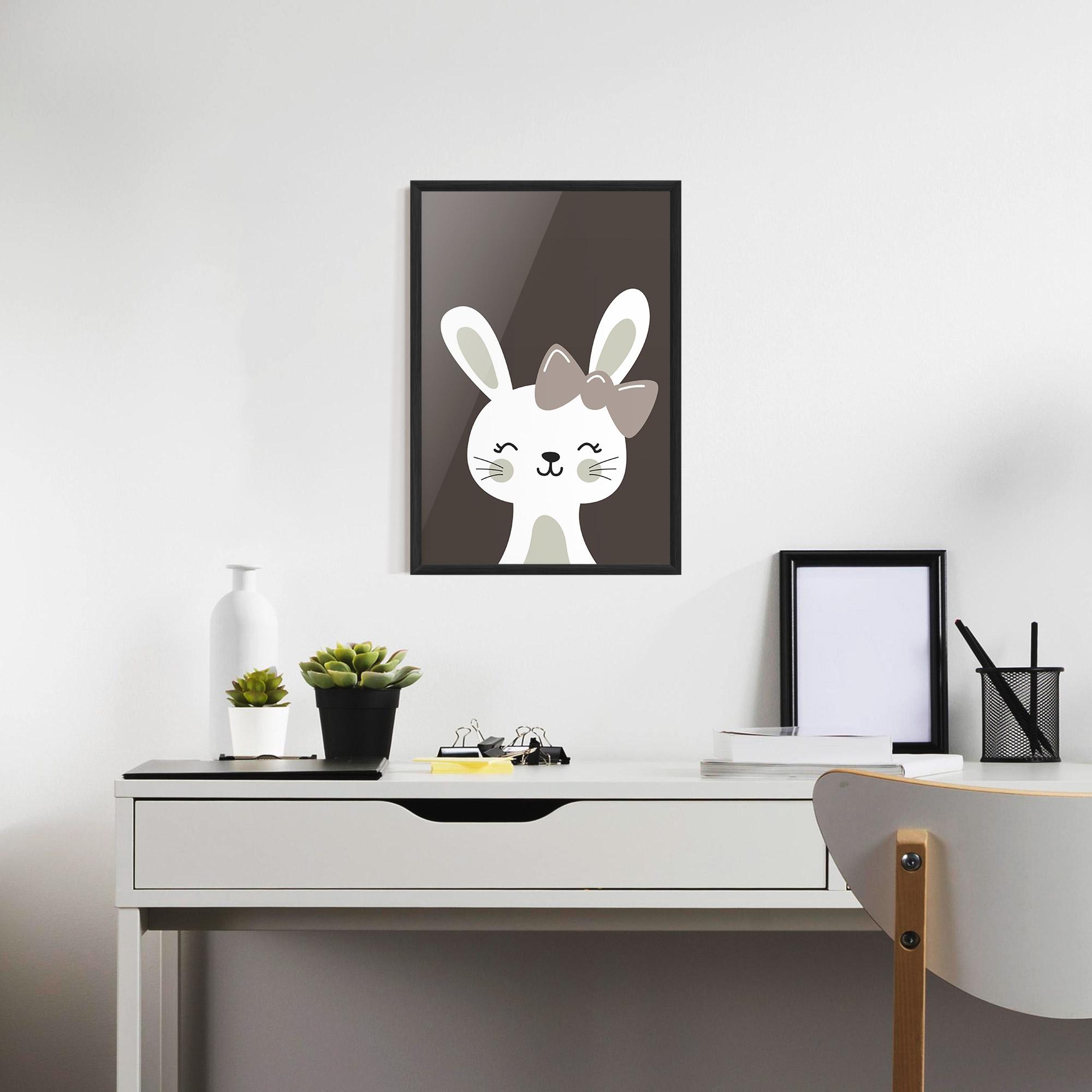 Plakat w Ramie Cream Bow Bunny mockup 7