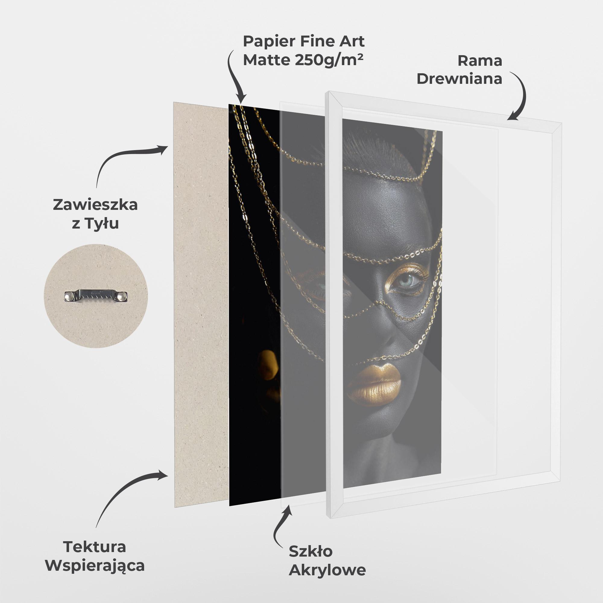 Plakat w Ramie Gold Chain Green Eyes mockup 1