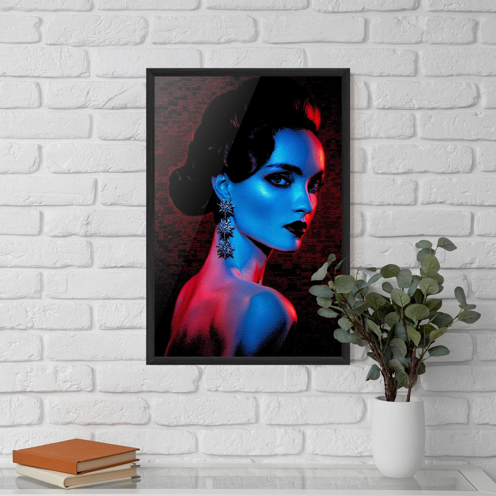 Plakat w Ramie Red Blue Earrings mockup 5