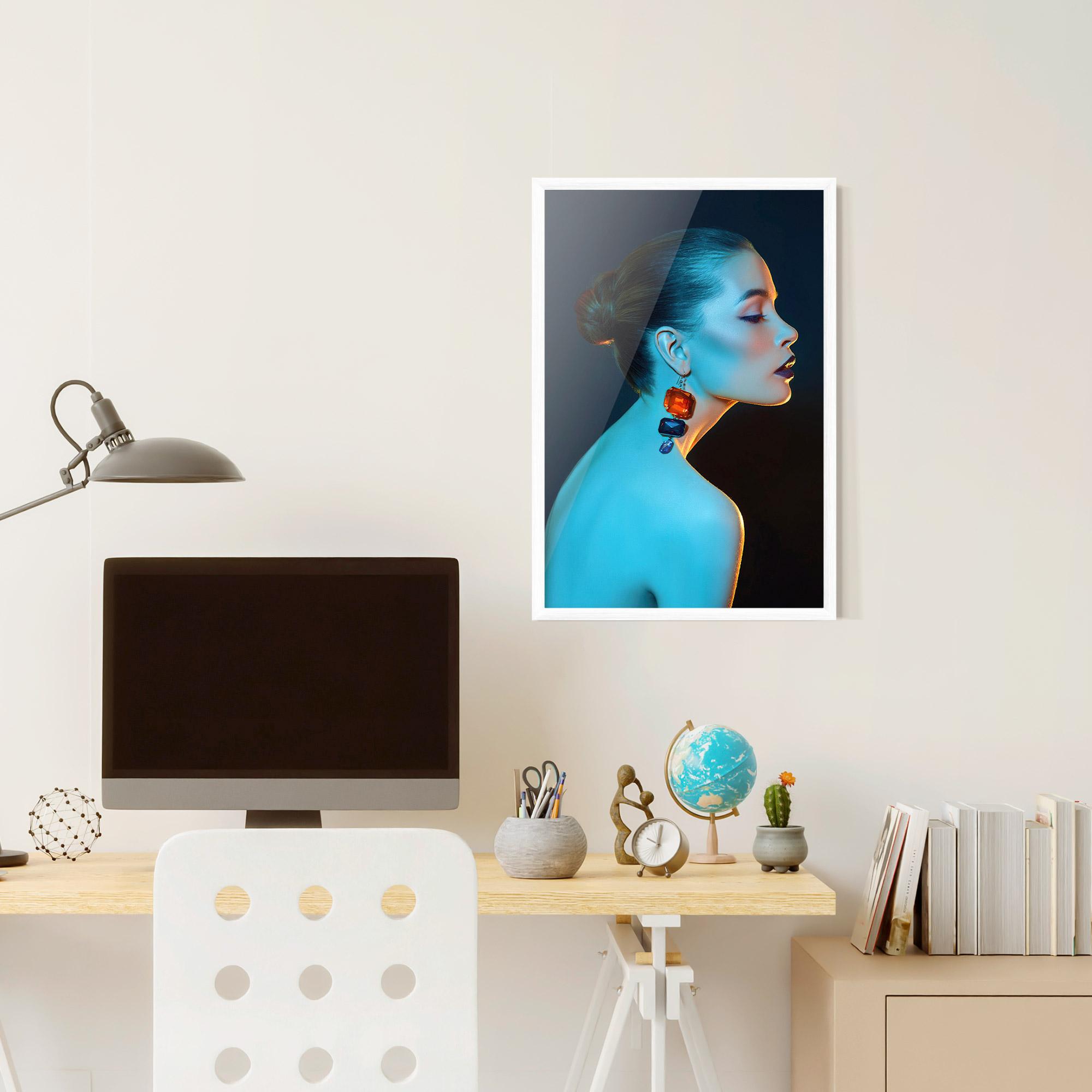 Plakat w Ramie Blue Light Earring mockup 6