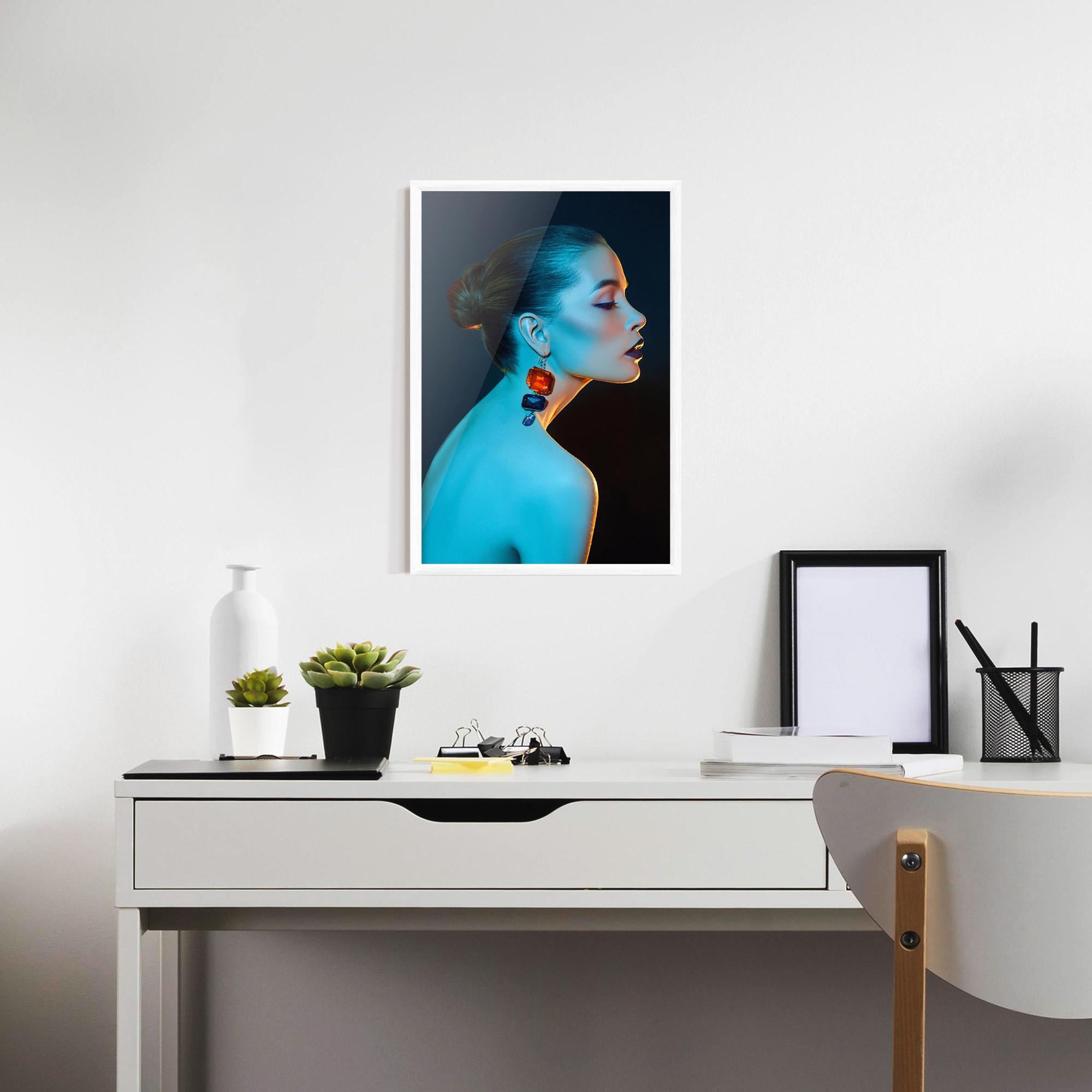 Plakat w Ramie Blue Light Earring mockup 7
