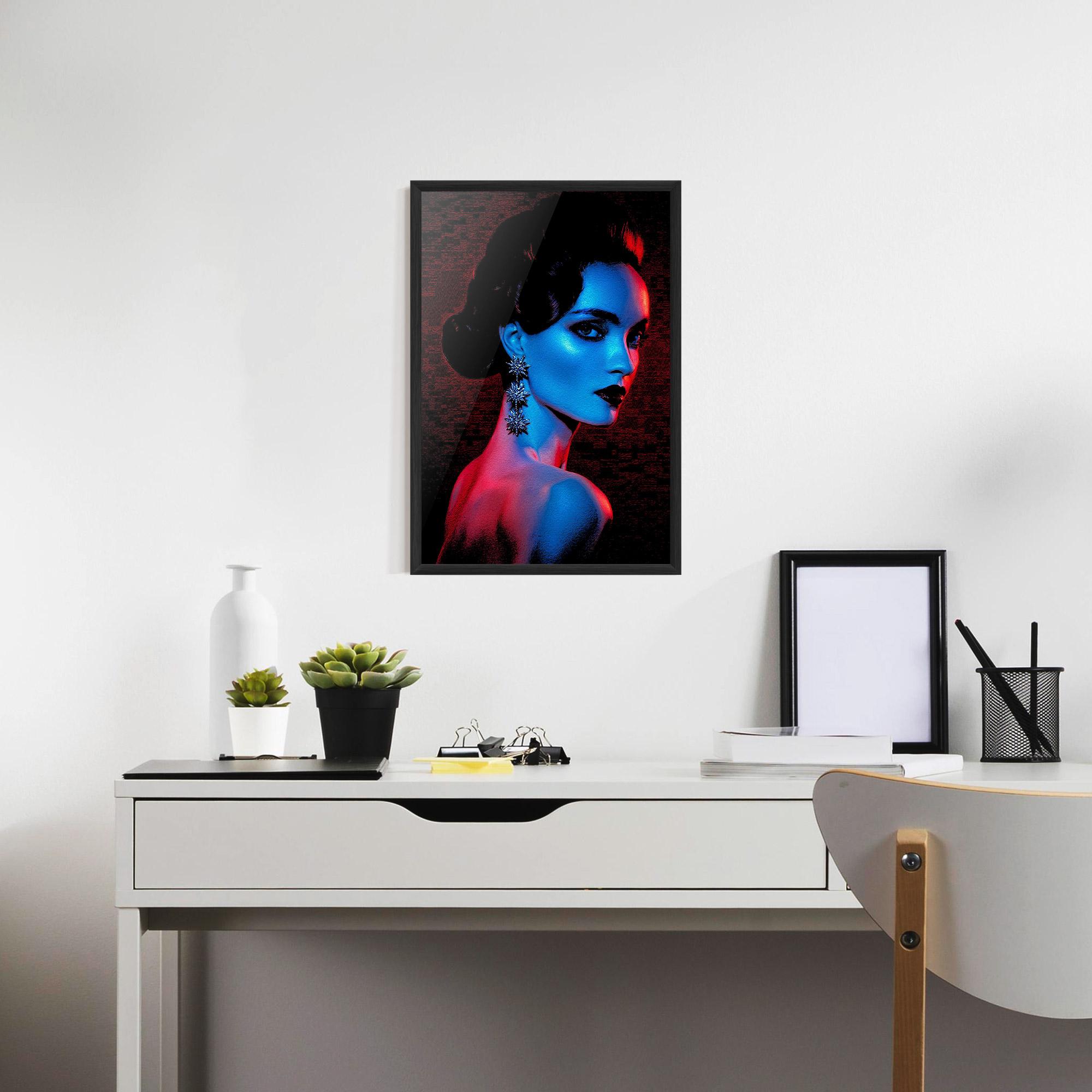 Plakat w Ramie Red Blue Earrings mockup 7