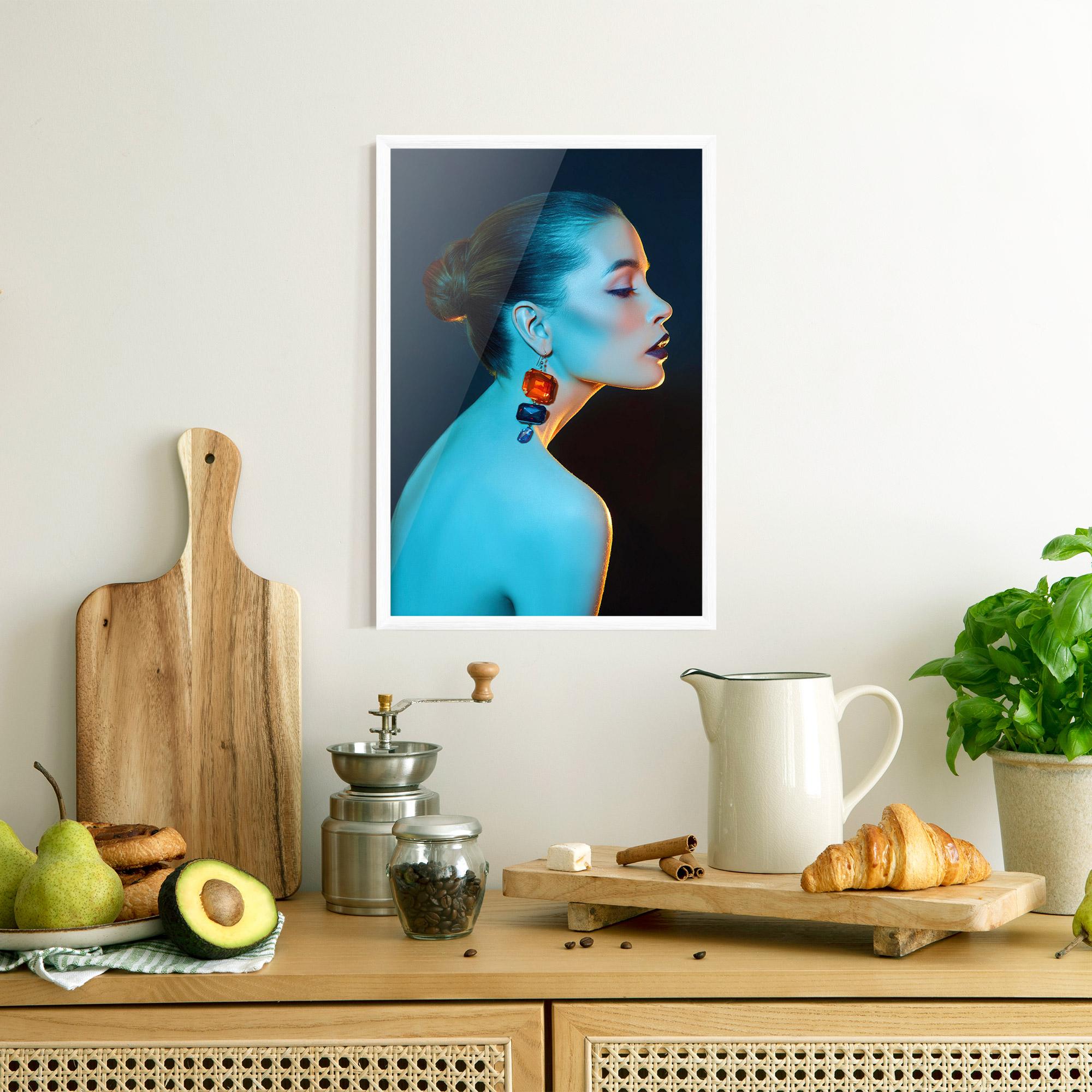 Plakat w Ramie Blue Light Earring mockup 8
