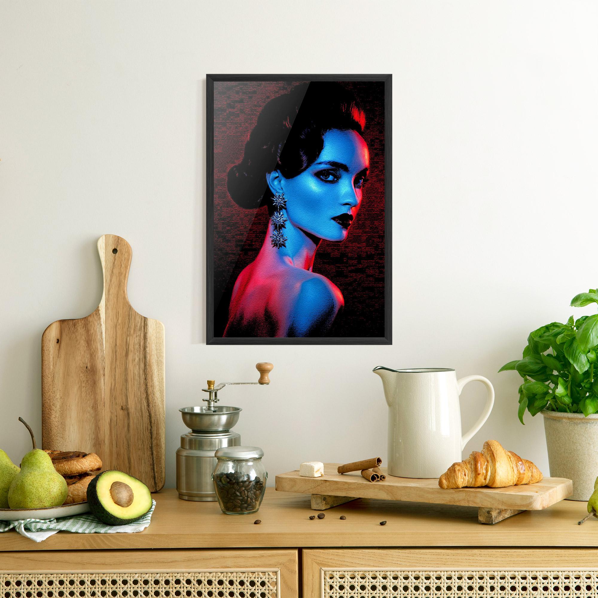 Plakat w Ramie Red Blue Earrings mockup 8