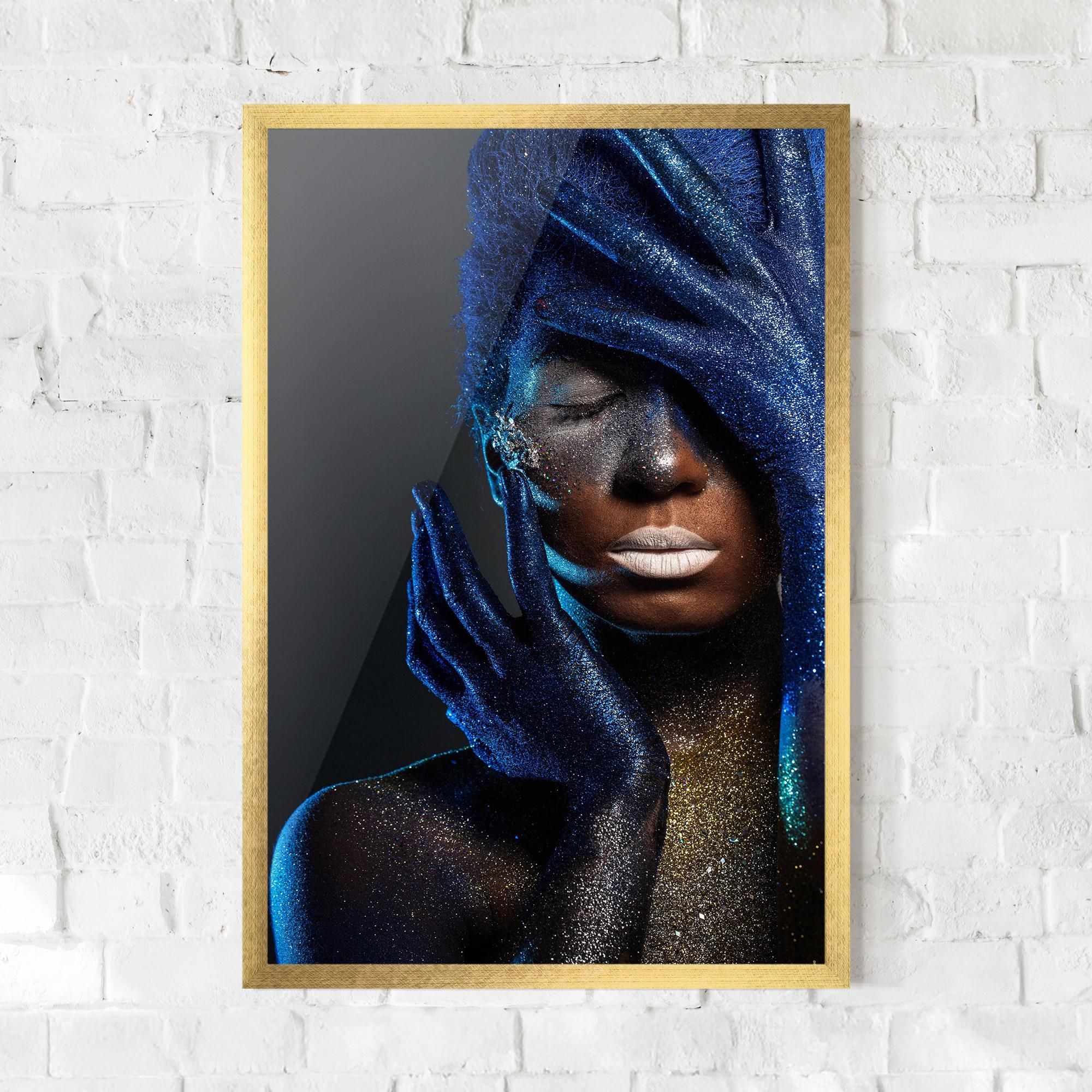 Plakat w Ramie Blue Hair Hands mockup 0