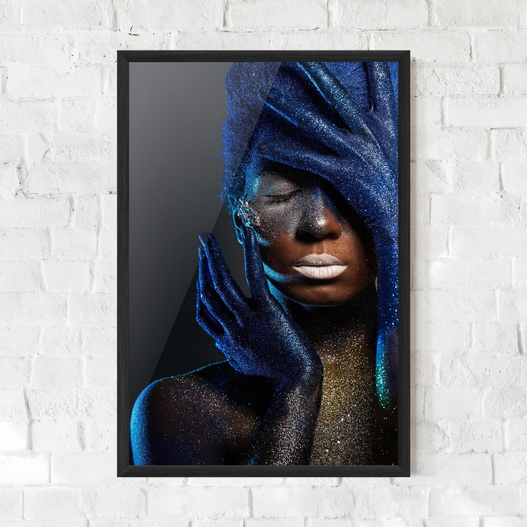 Plakat w Ramie Blue Hair Hands mockup 0
