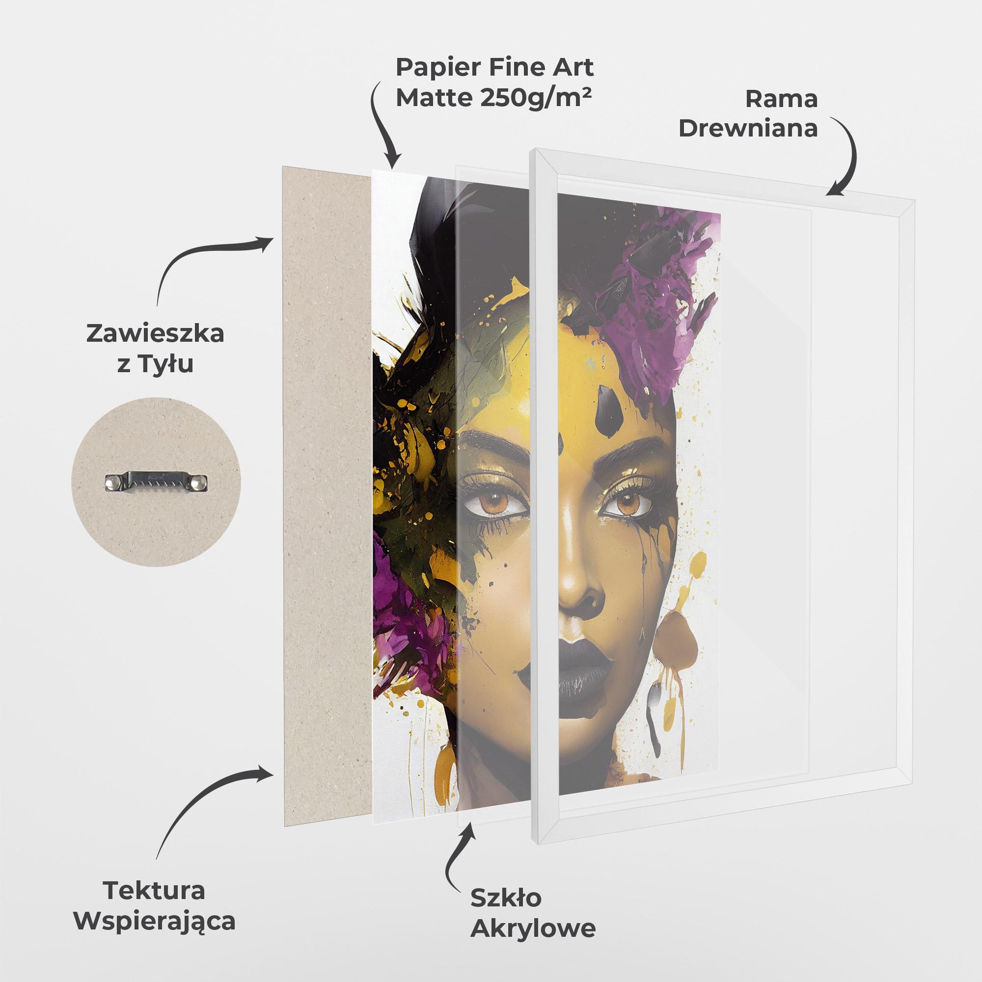 Plakat w Ramie Yellow Black Lips Makeup mockup 1