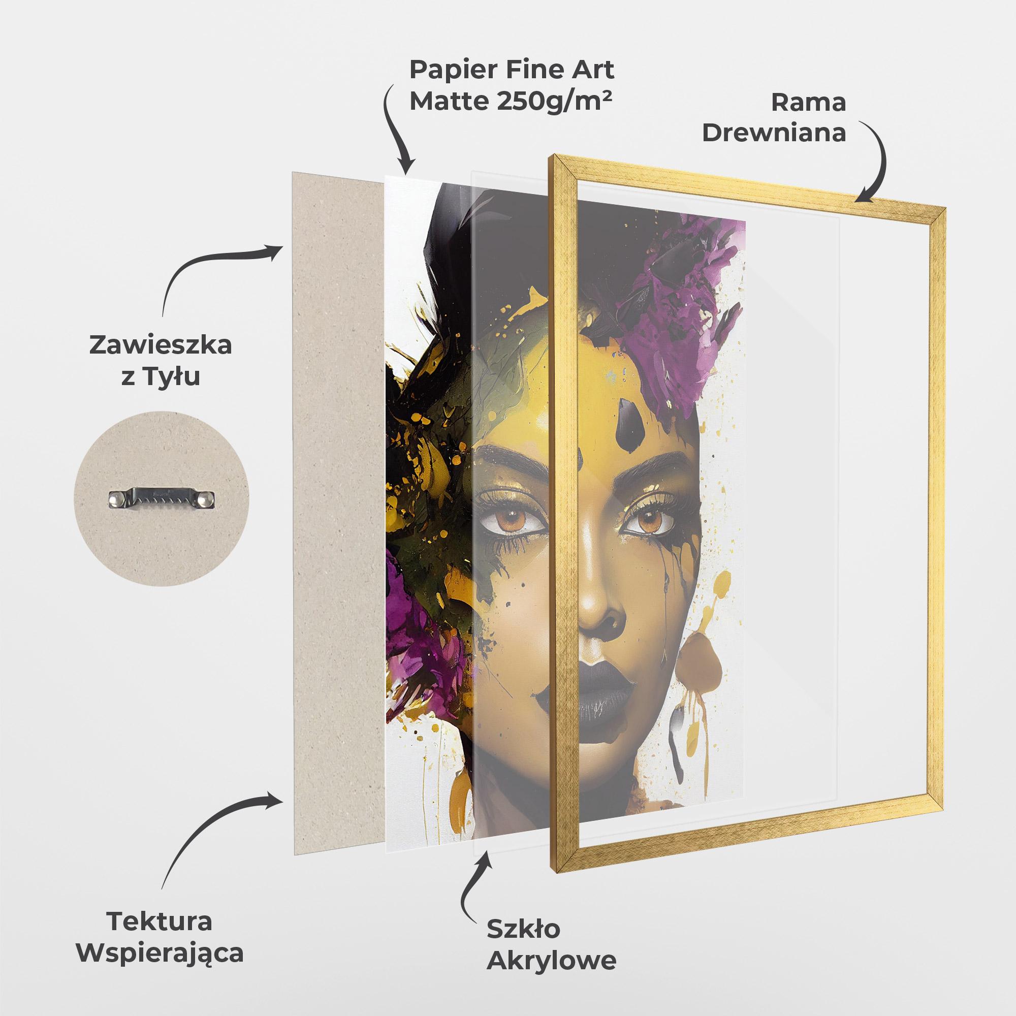Plakat w Ramie Yellow Black Lips Makeup mockup 1