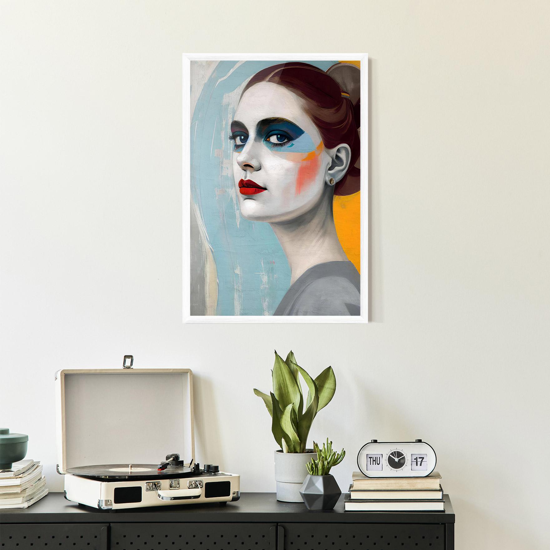 Plakat w Ramie White Blue Makeup mockup 2