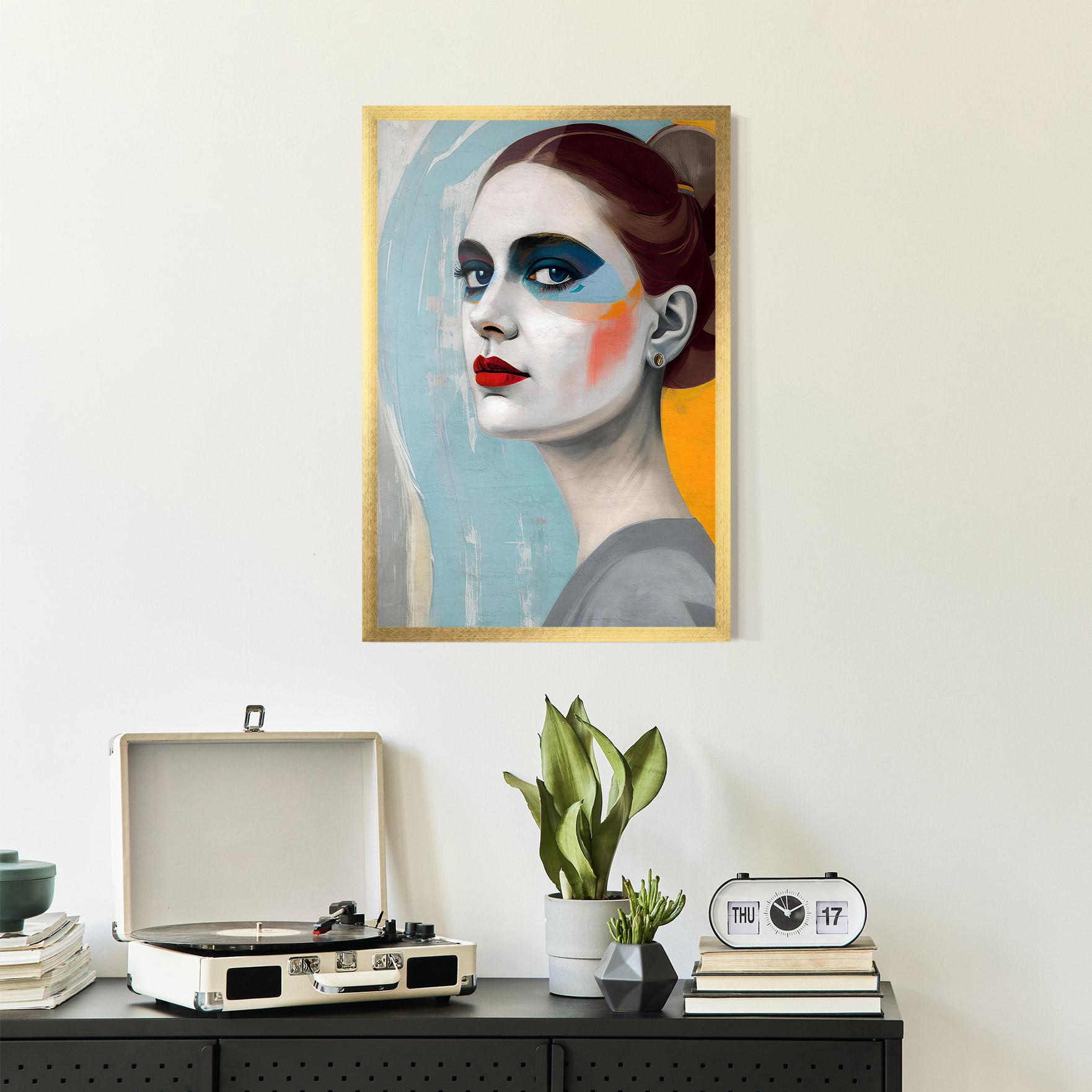 Plakat w Ramie White Blue Makeup mockup 2