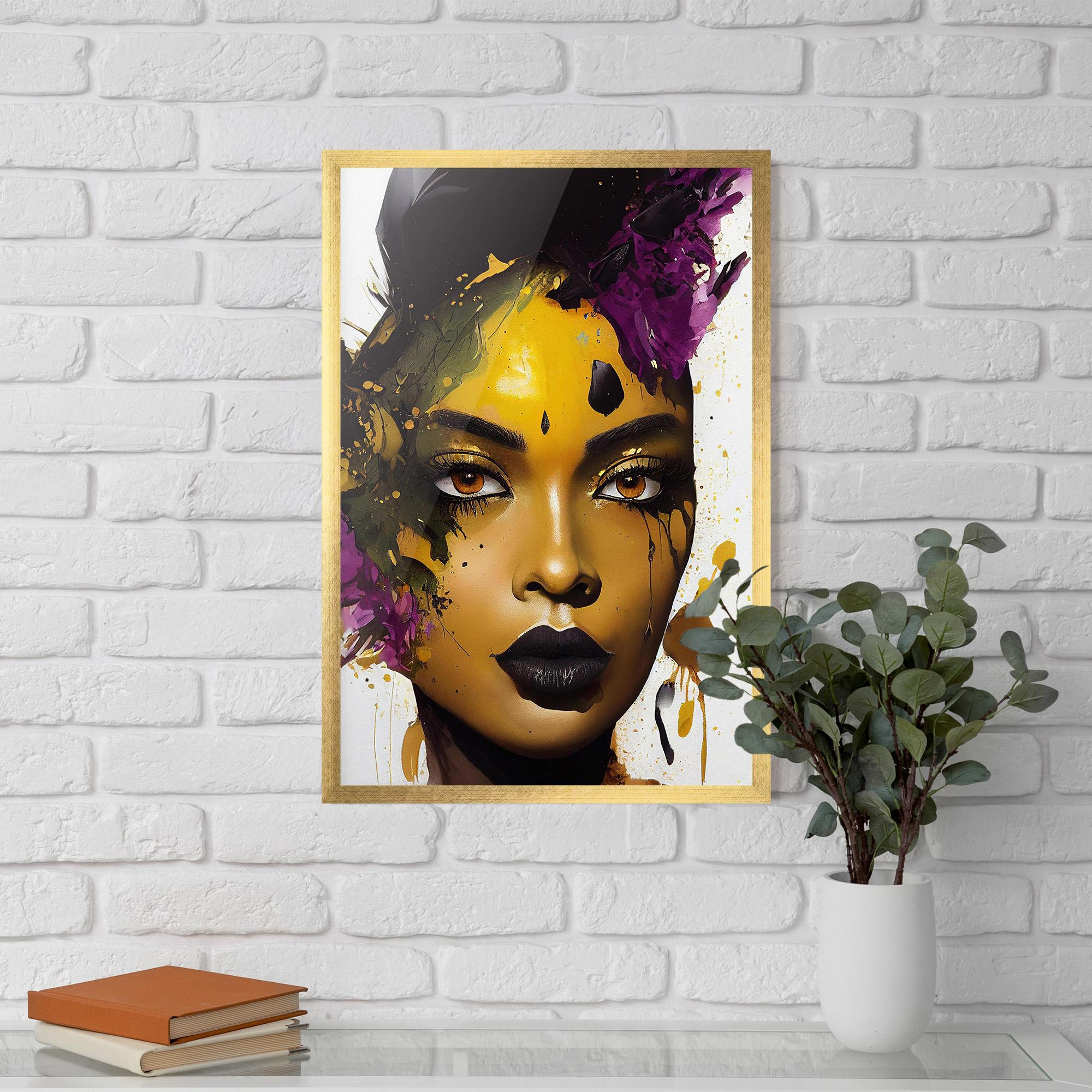 Plakat w Ramie Yellow Black Lips Makeup mockup 5