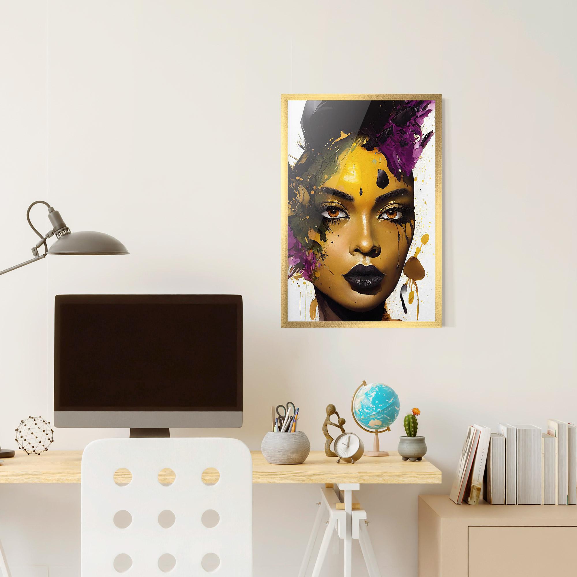 Plakat w Ramie Yellow Black Lips Makeup mockup 6