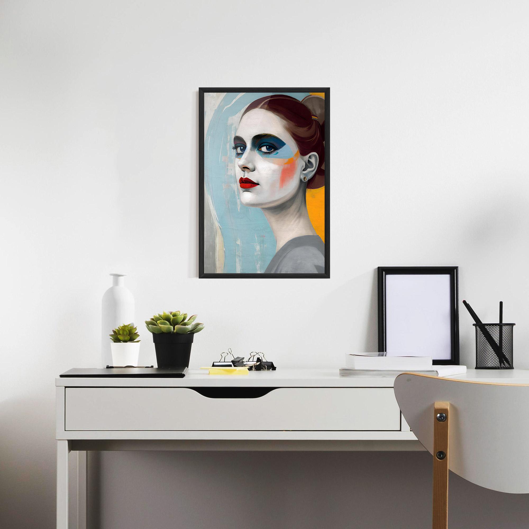 Plakat w Ramie White Blue Makeup mockup 7