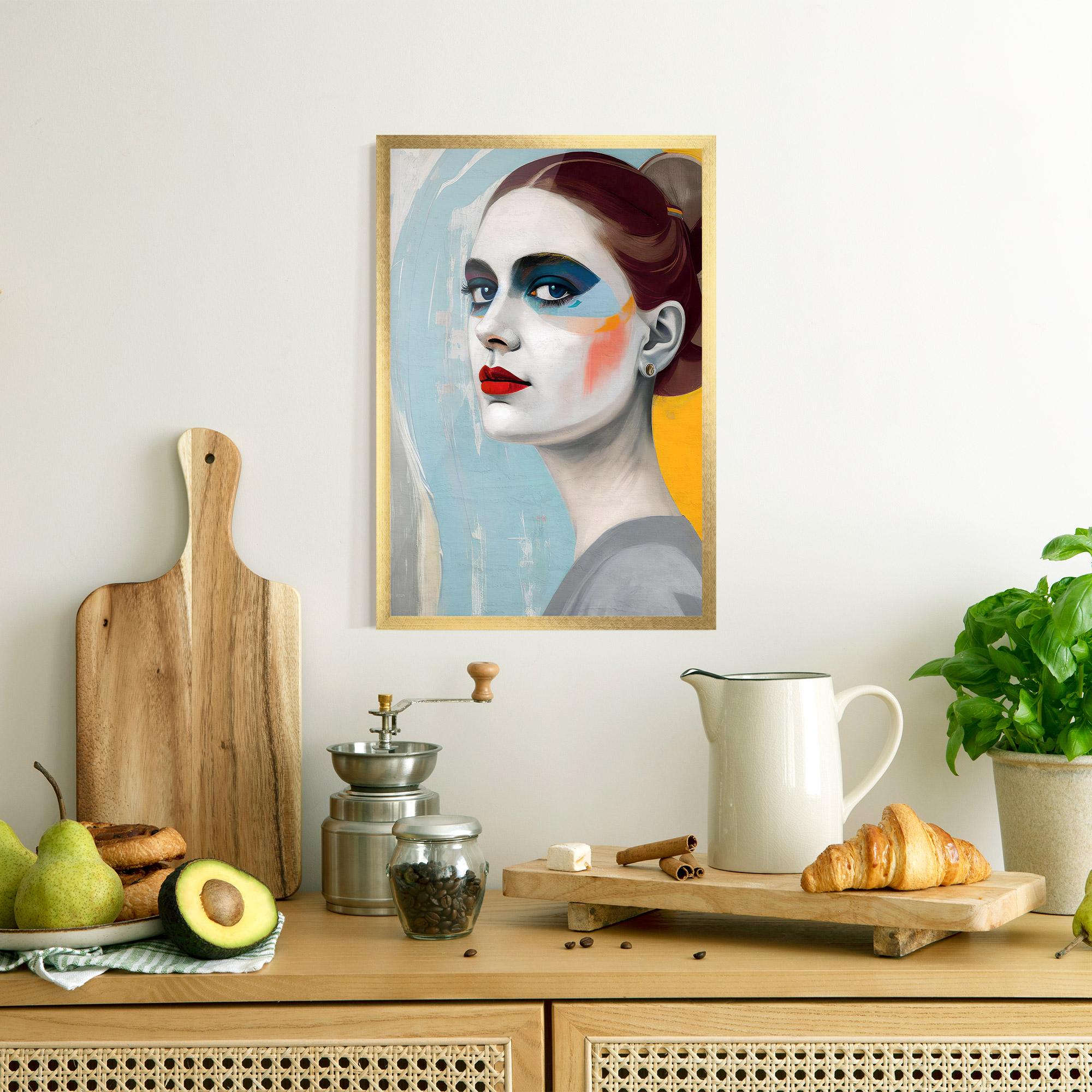 Plakat w Ramie White Blue Makeup mockup 8