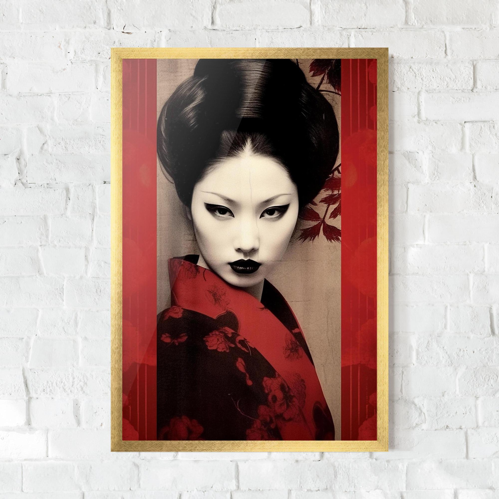 Plakat w Ramie Black Asiatic Makeup mockup 0