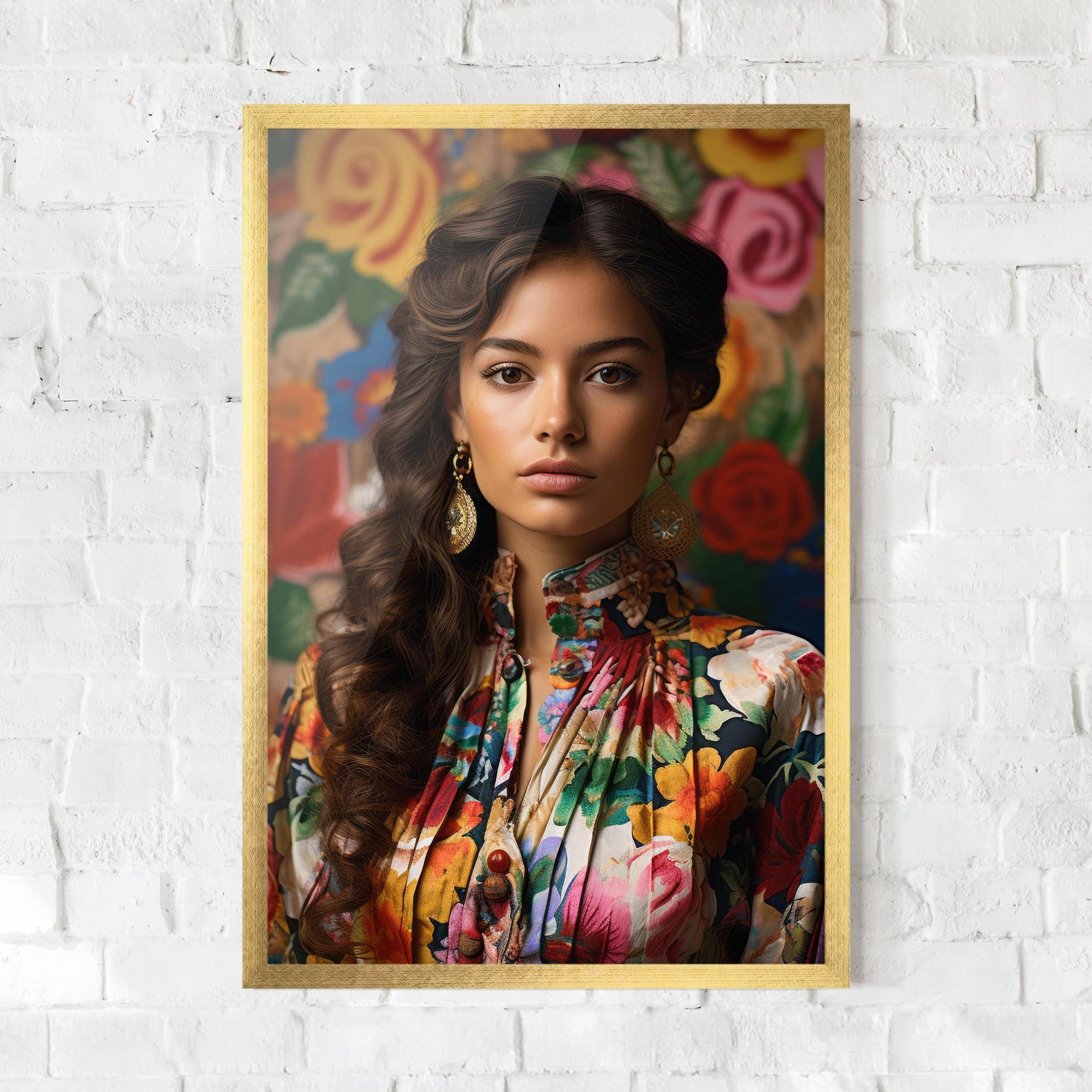 Plakat w Ramie Floral Dress Long Hair mockup 0