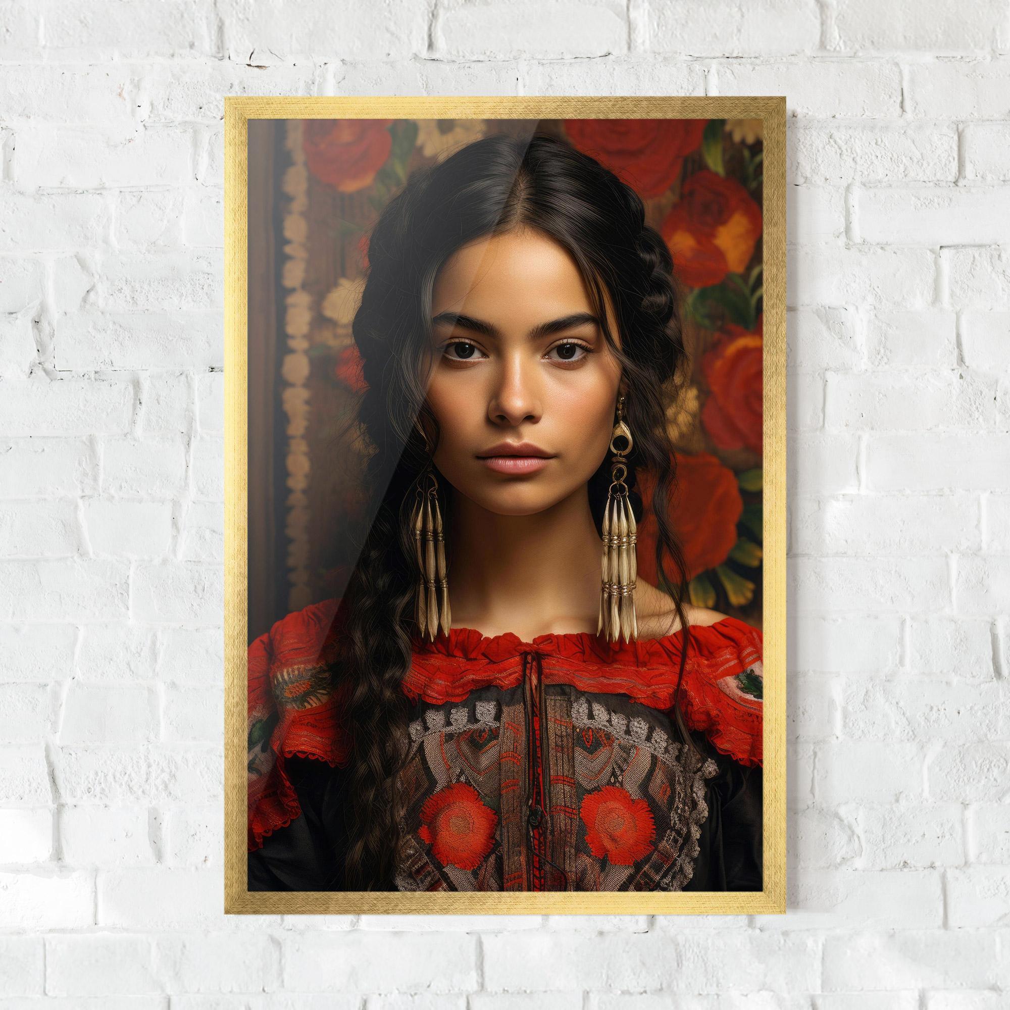 Plakat w Ramie Mexican Traditional Dress mockup 0