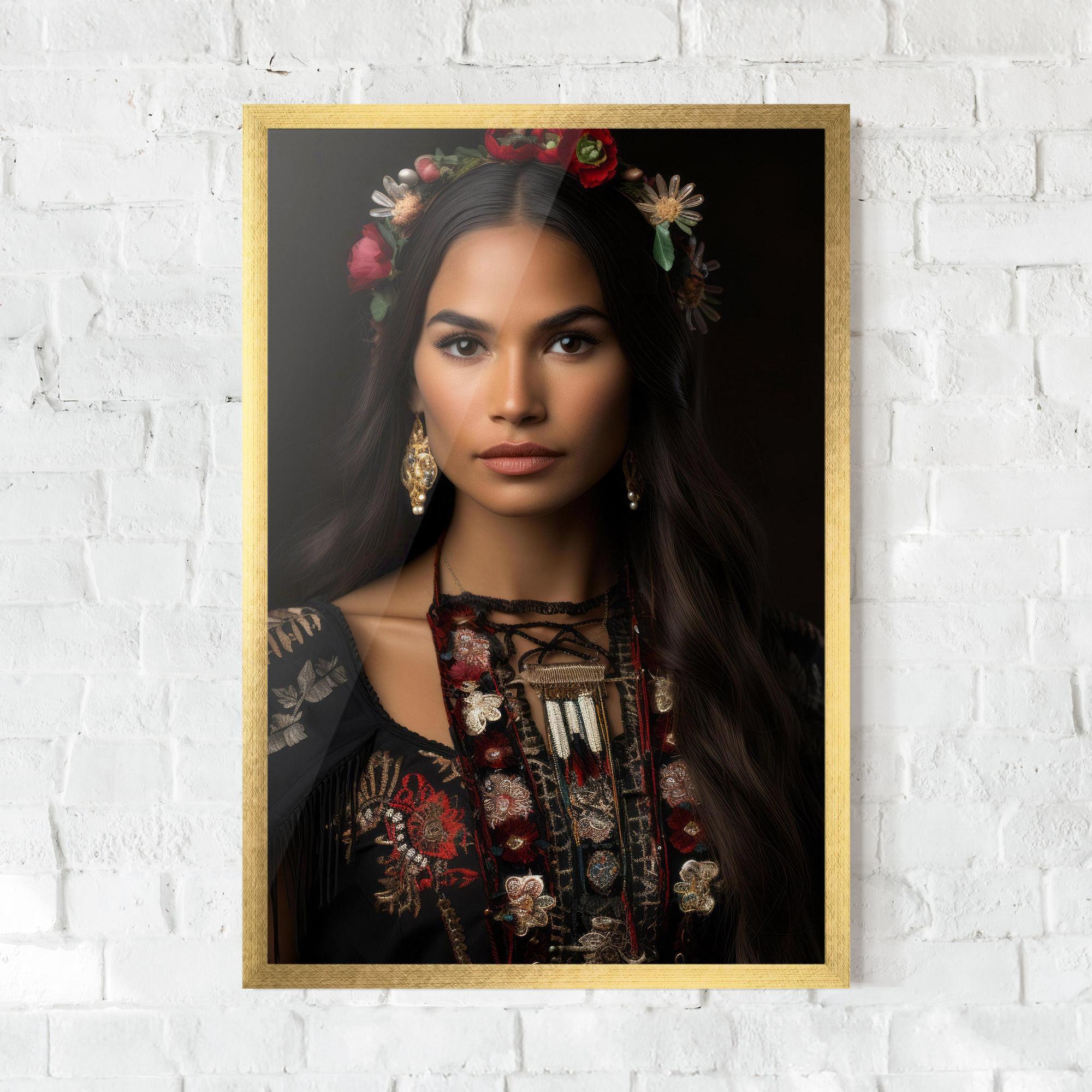 Plakat w Ramie Native American Long Hair mockup 0