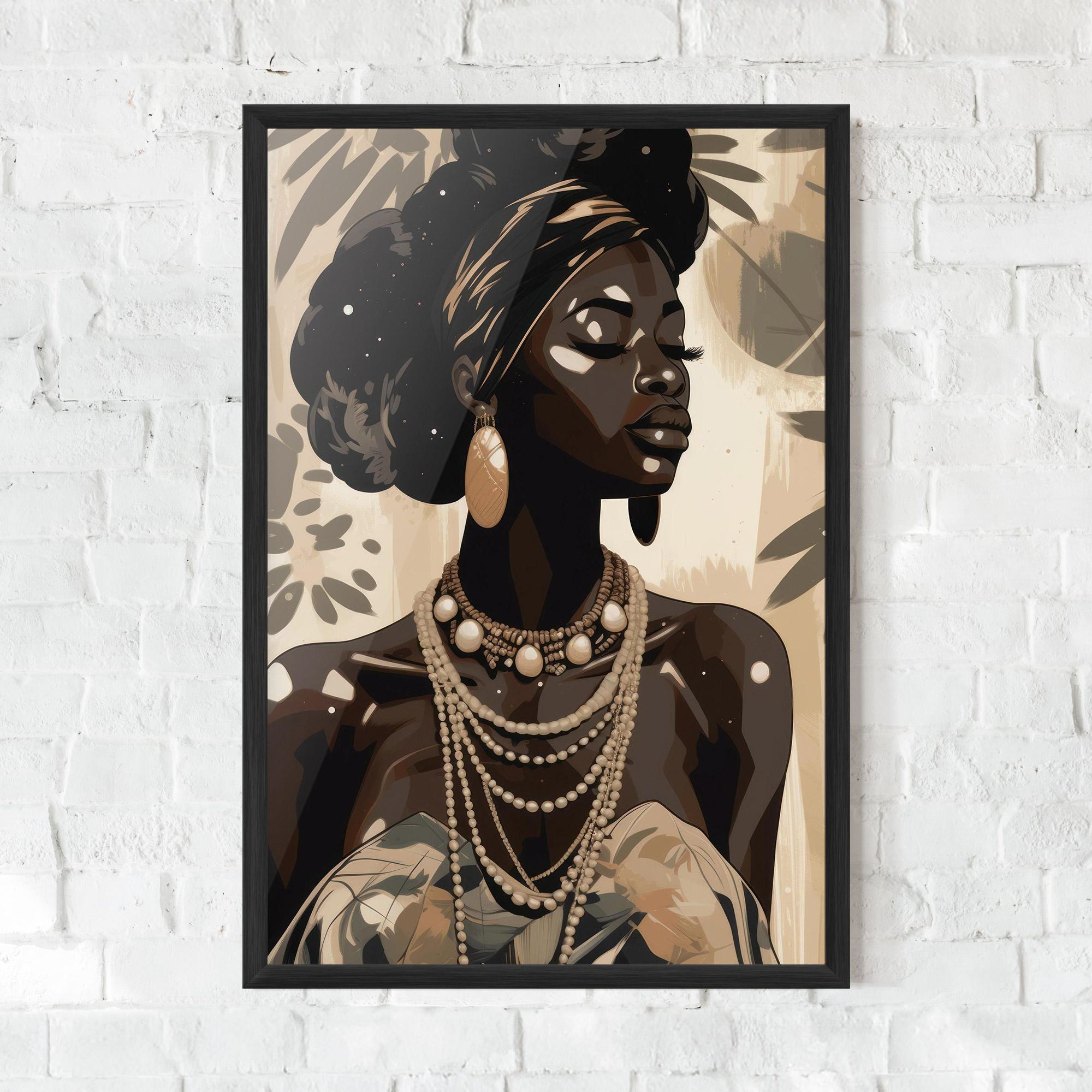 Plakat w Ramie African Woman On Cream mockup 0