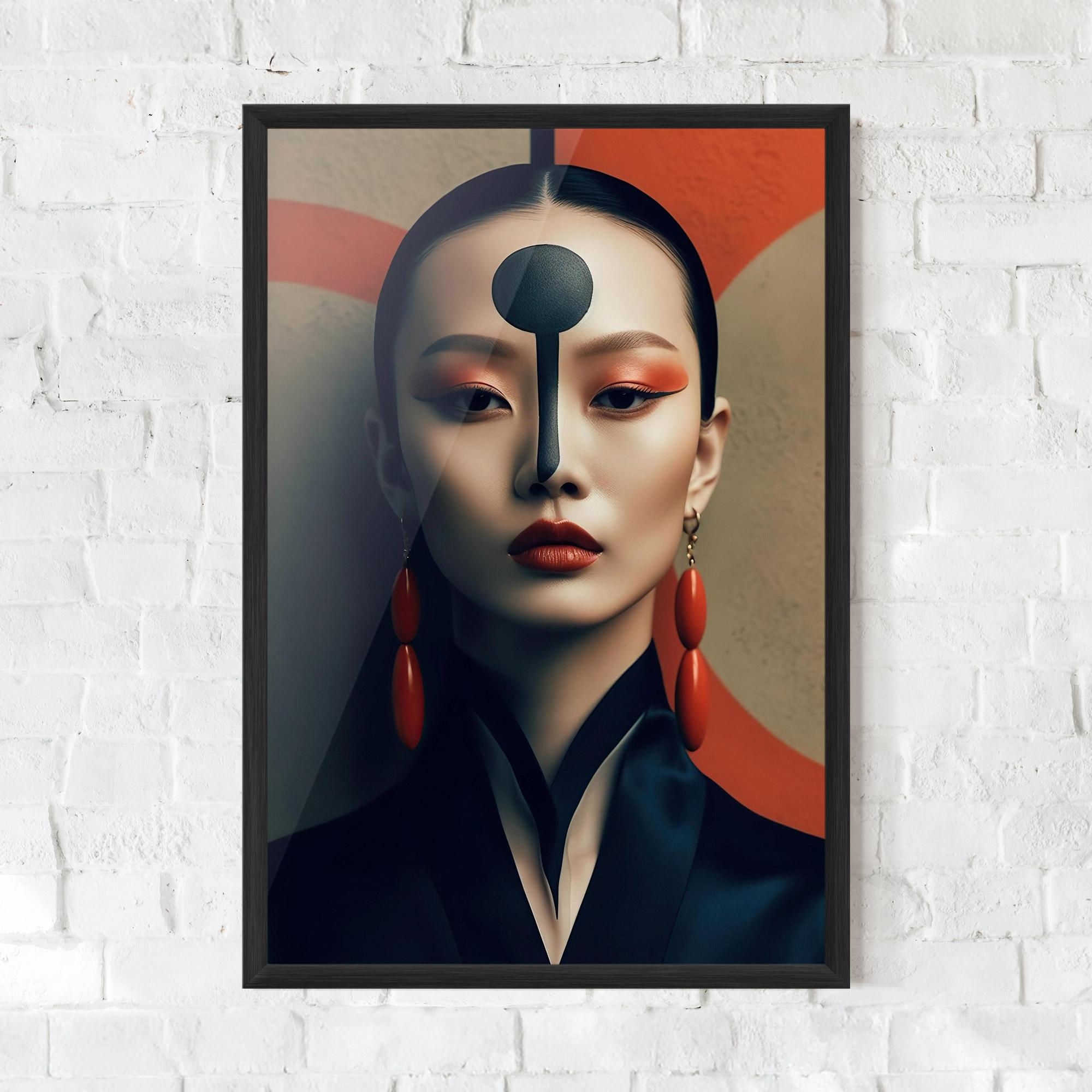 Plakat w Ramie Black Circle Asian Woman mockup 0