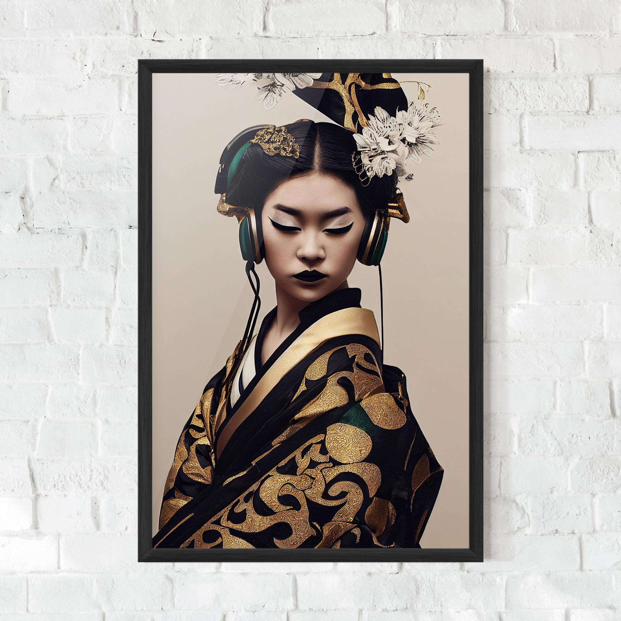 Plakat w Ramie Kimono Headphones mockup 0