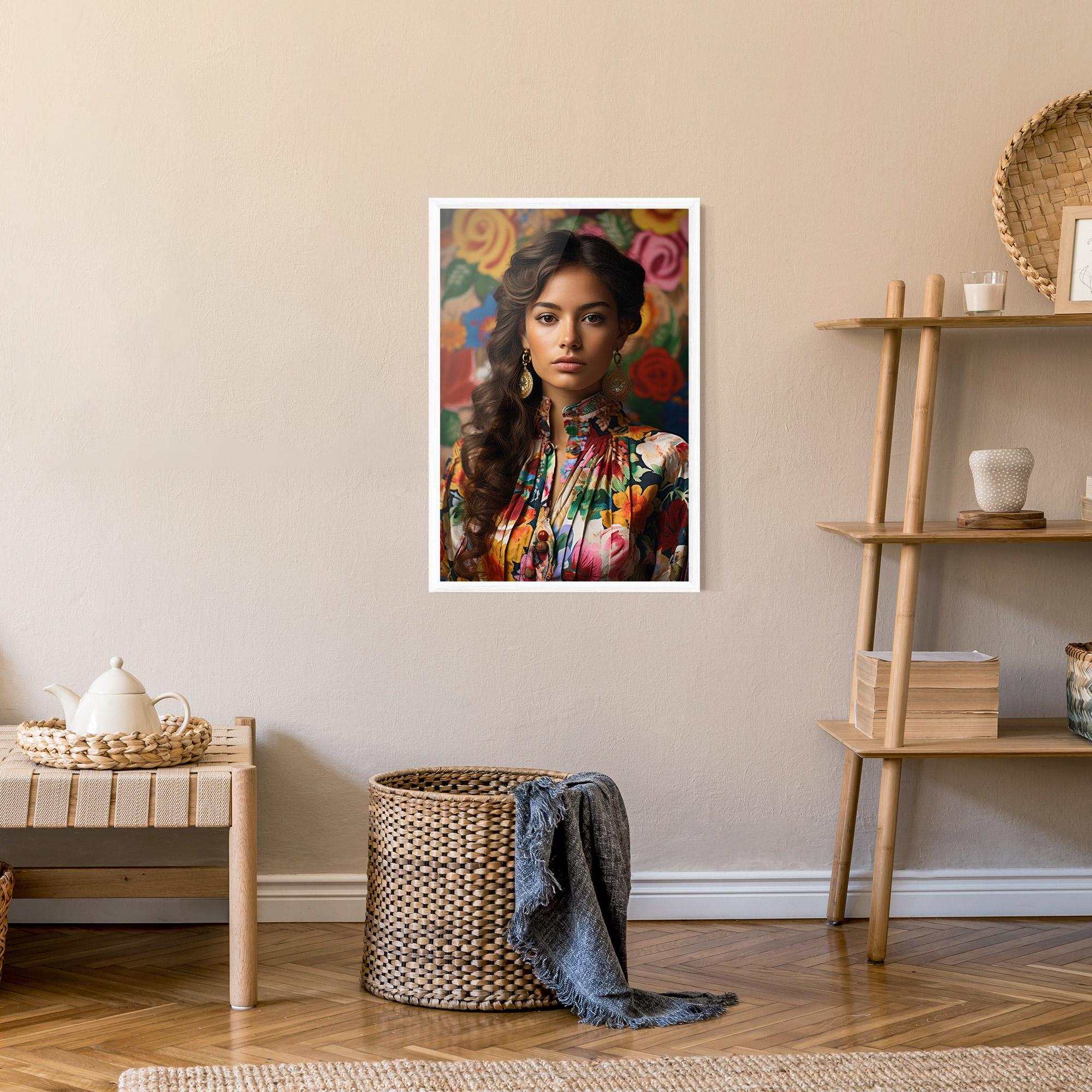 Plakat w Ramie Floral Dress Long Hair mockup 9