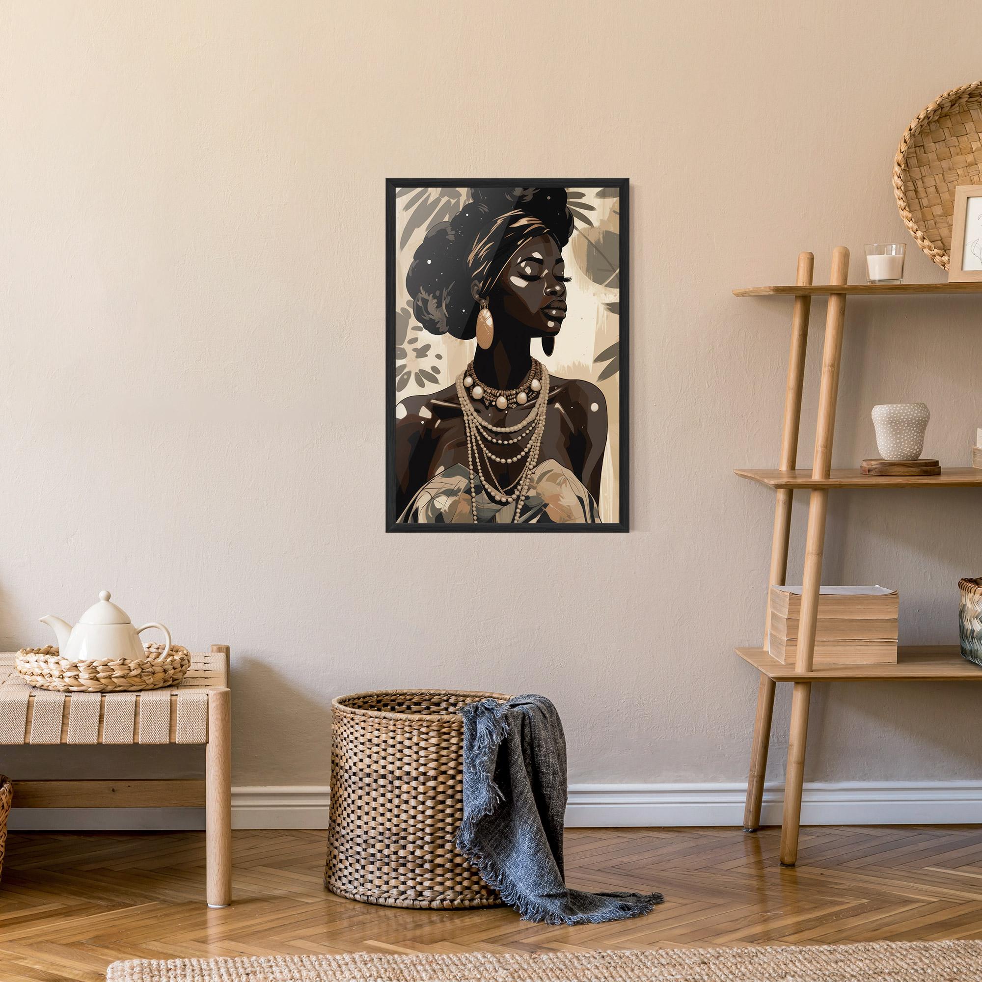 Plakat w Ramie African Woman On Cream mockup 9
