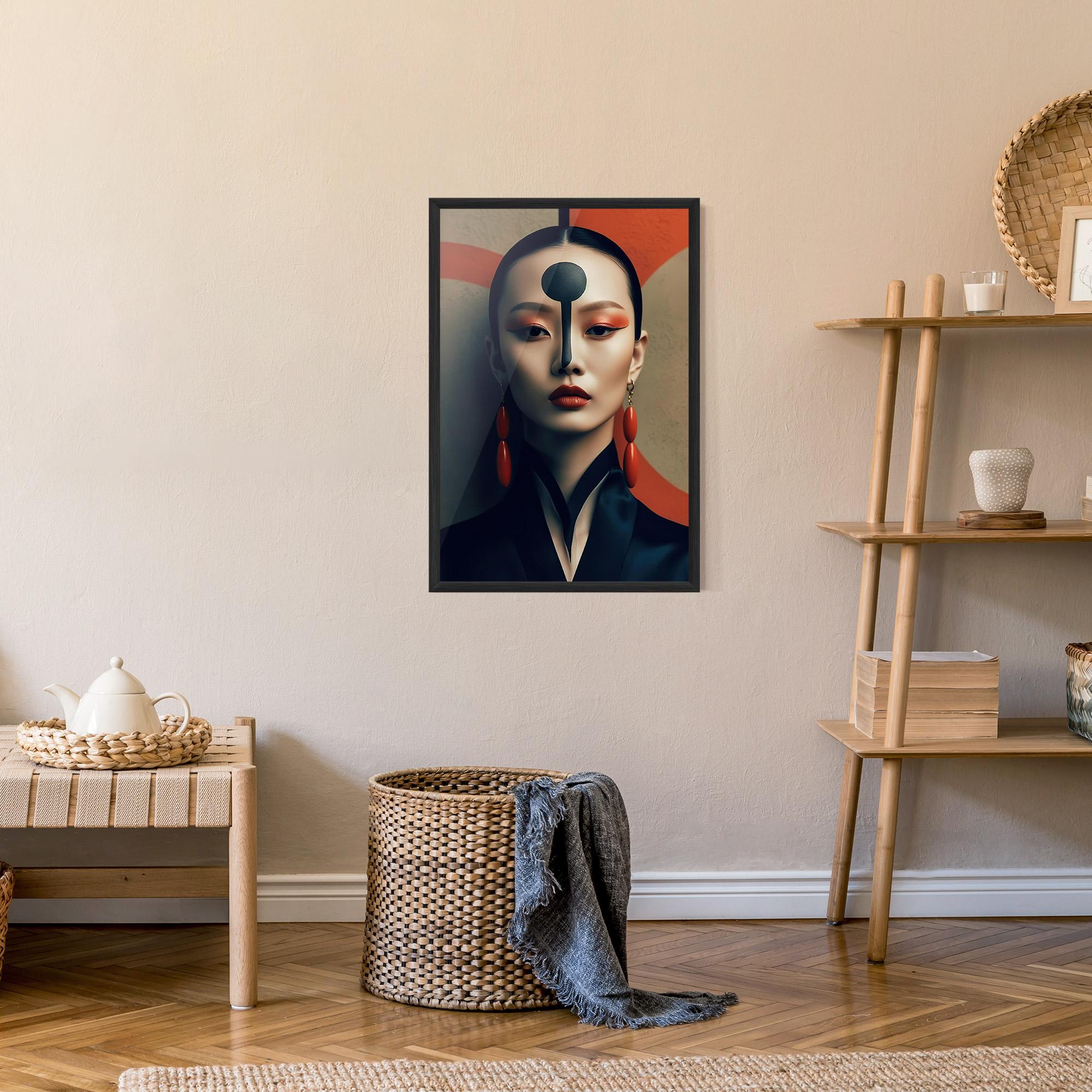 Plakat w Ramie Black Circle Asian Woman mockup 9