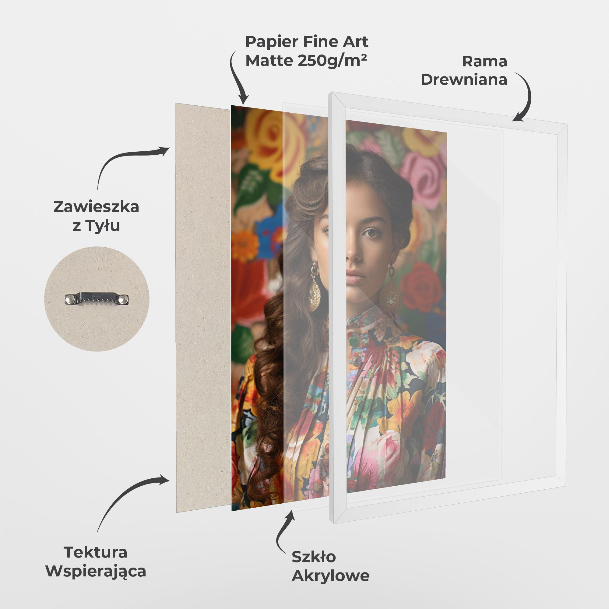 Plakat w Ramie Floral Dress Long Hair mockup 1