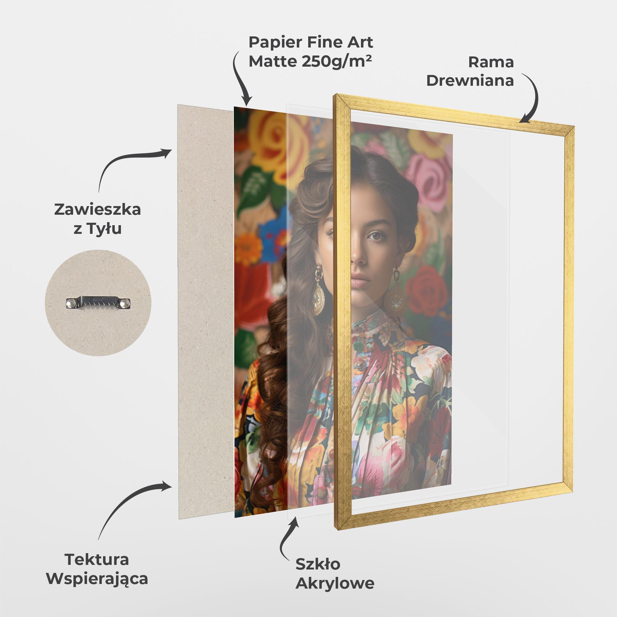 Plakat w Ramie Floral Dress Long Hair mockup 1